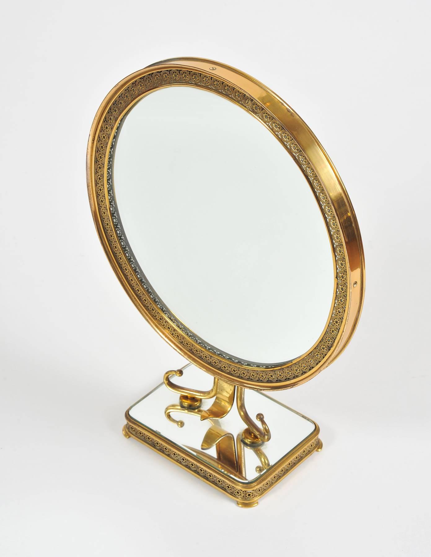 1940s Italian Brass Table Mirror 1