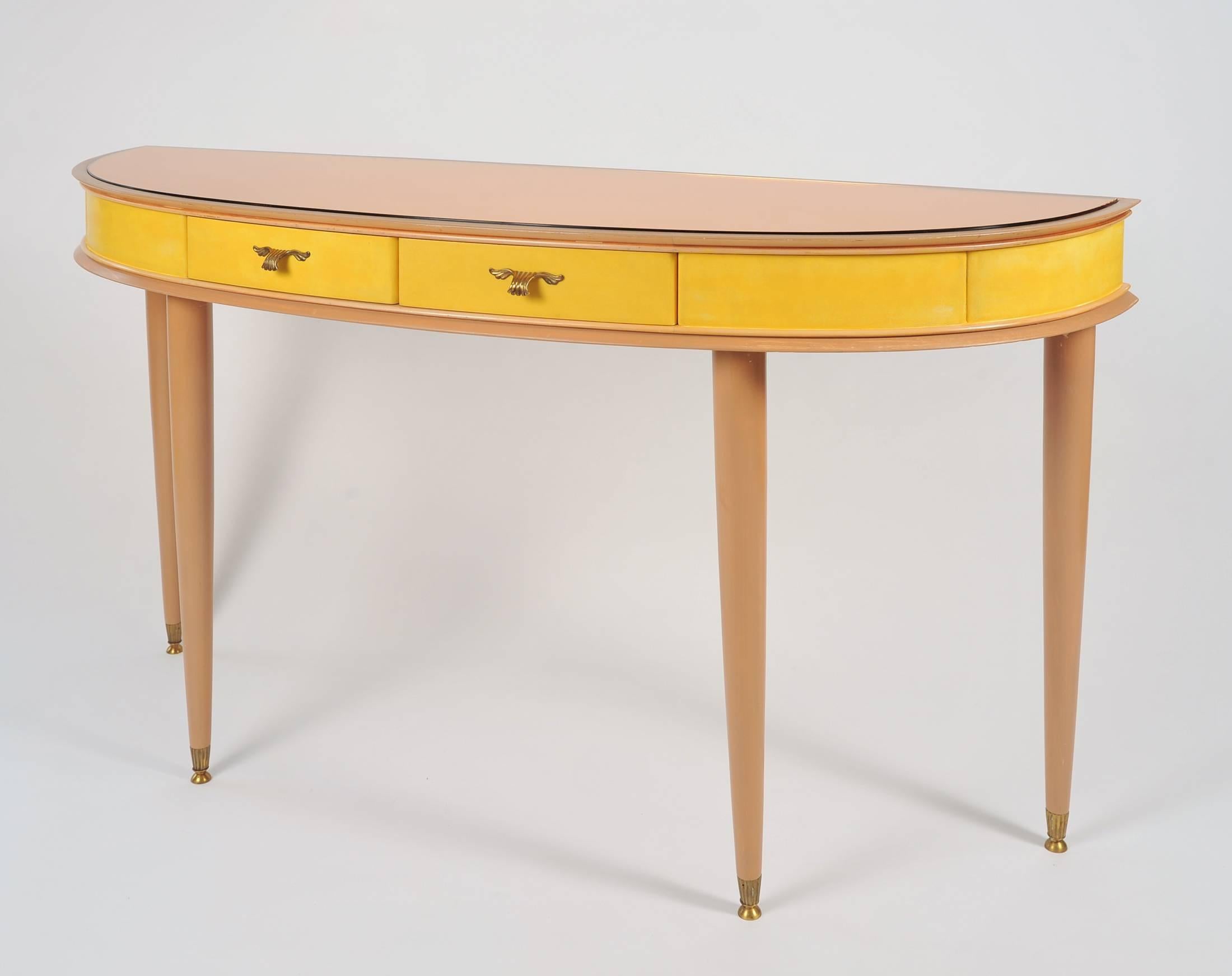Mid-Century Modern Unusual 1950s Italian Demilune Sideboard or Vanity-Table