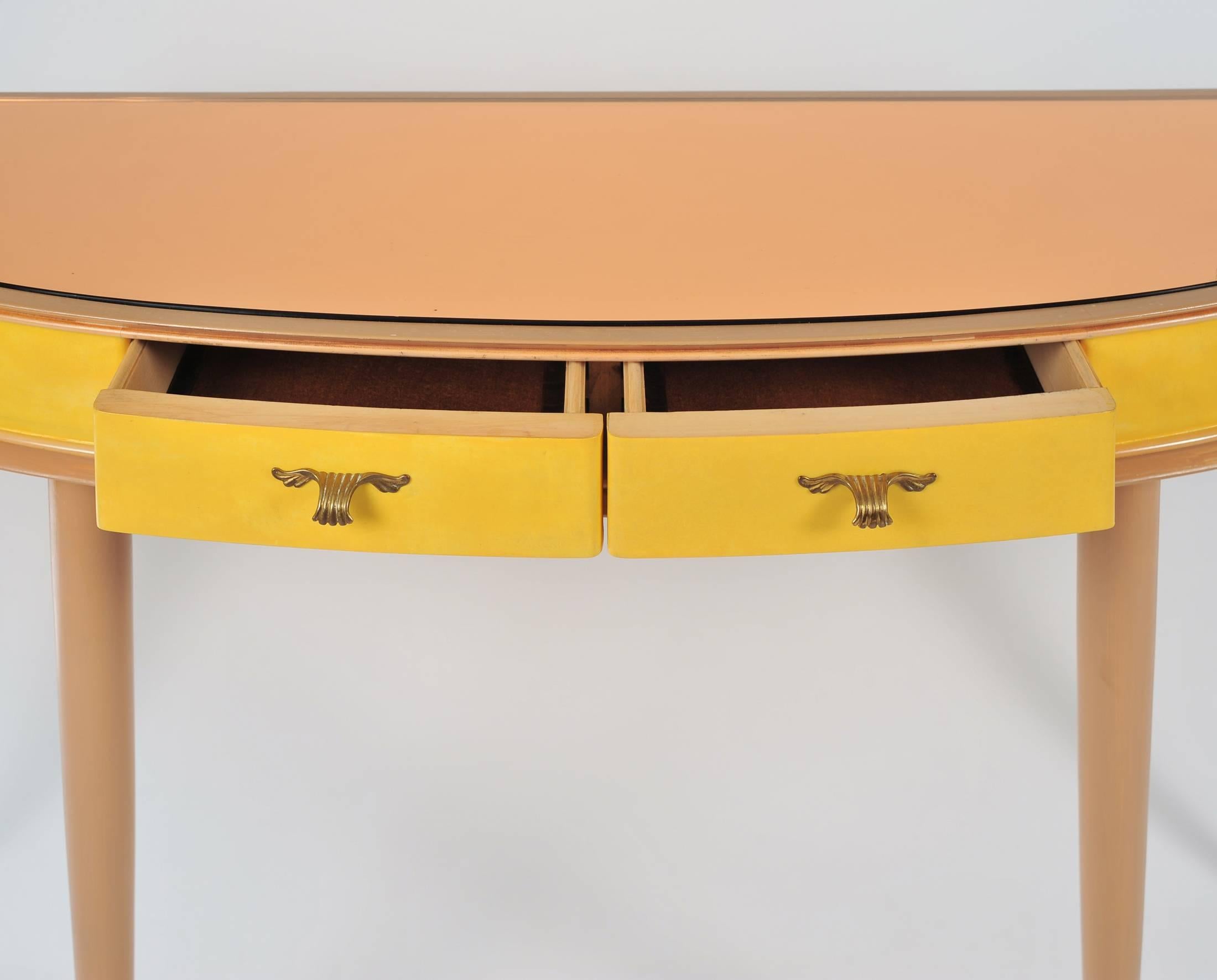 20th Century Unusual 1950s Italian Demilune Sideboard or Vanity-Table