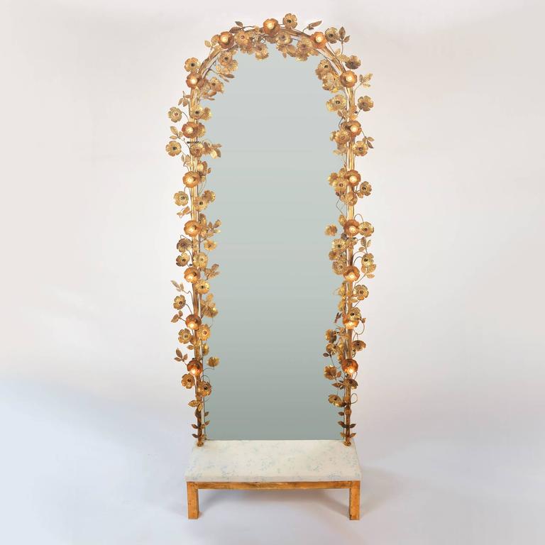 'Gracie' Flower Light Mirror For Sale at 1stDibs mirror with flowers and lights, mirrors with