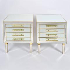 Pair of 1970s Mirrored Four-Drawer Chests