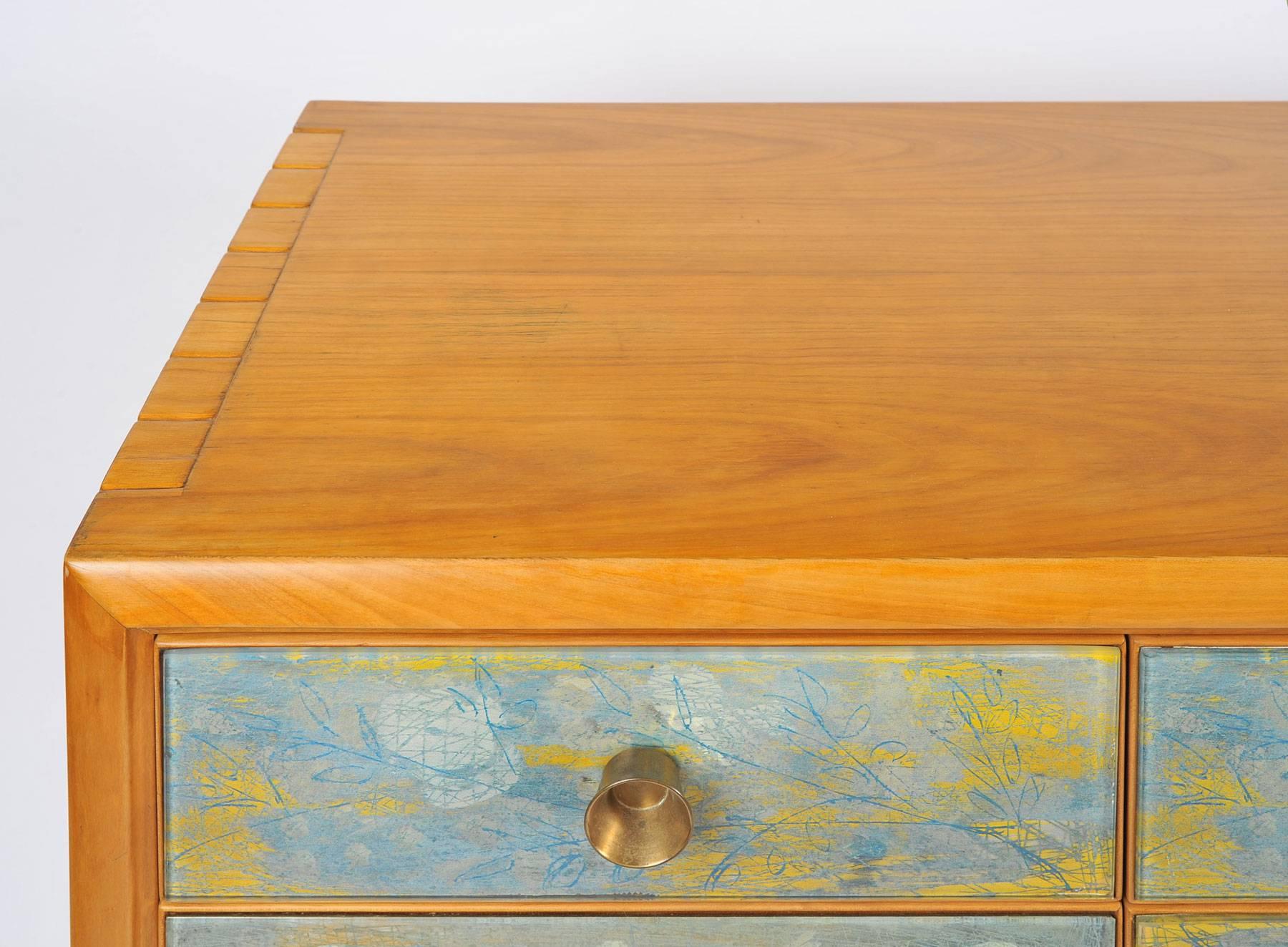 1940s Pear Wood credenza or sideboard with Abstract Designs by Osvaldo Borsani 2