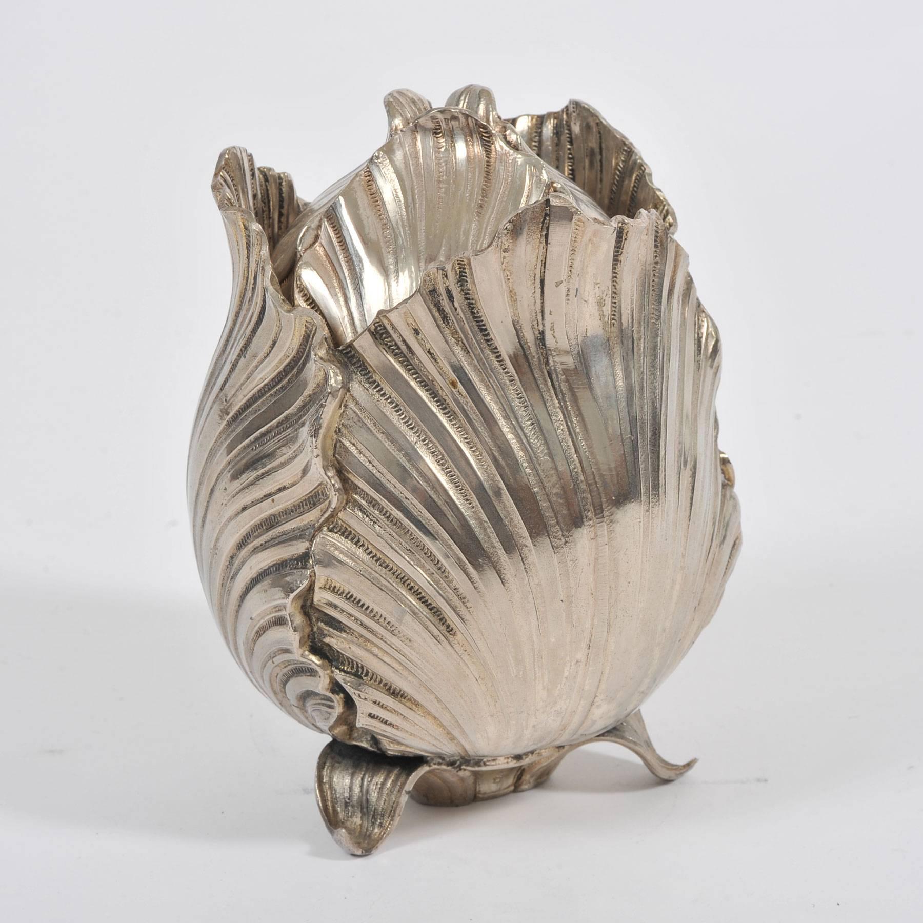 Silver ice bucket in the form of a spring cabbage stamped M/M Italy underneath.