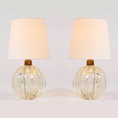 Pair of 1950s Clear Murano Ball Lamps