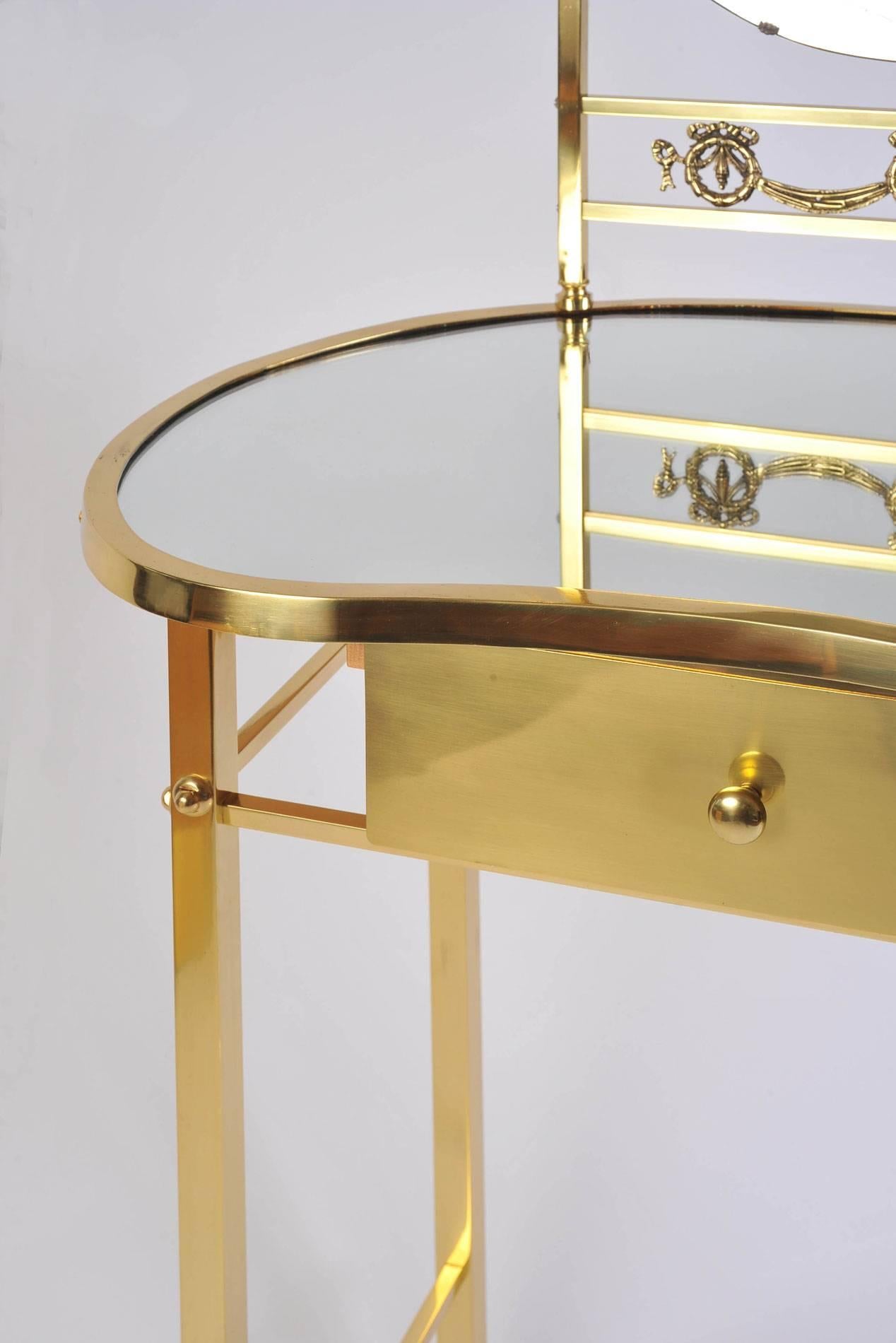 Mid-Century Modern 1950s Italian Brass Vanity or Dressing Table