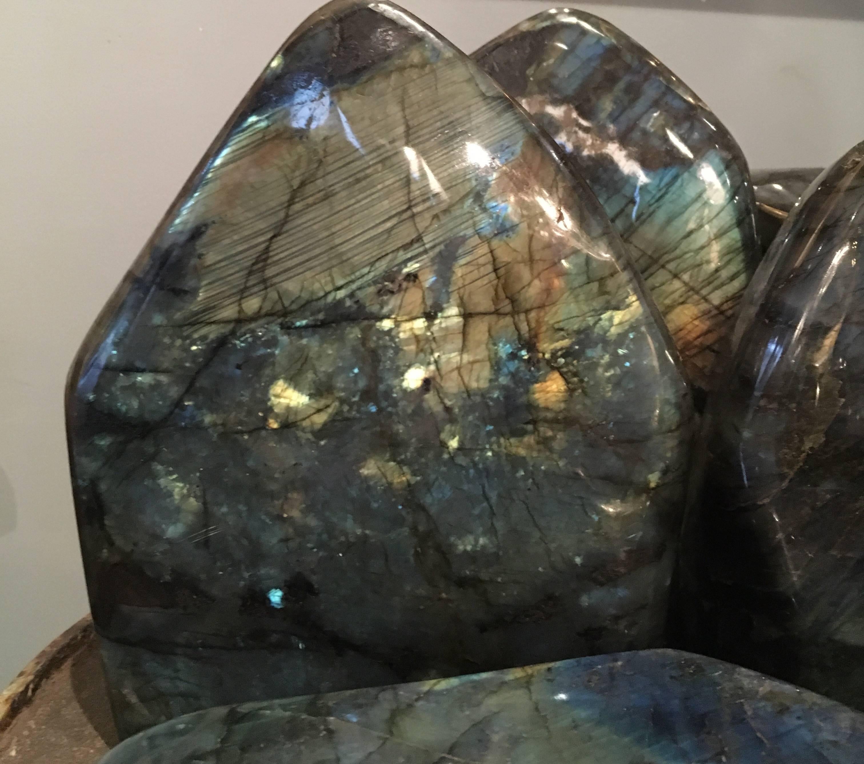 Group of Large Fiery Labradorite Specimens In Good Condition In Seattle, WA