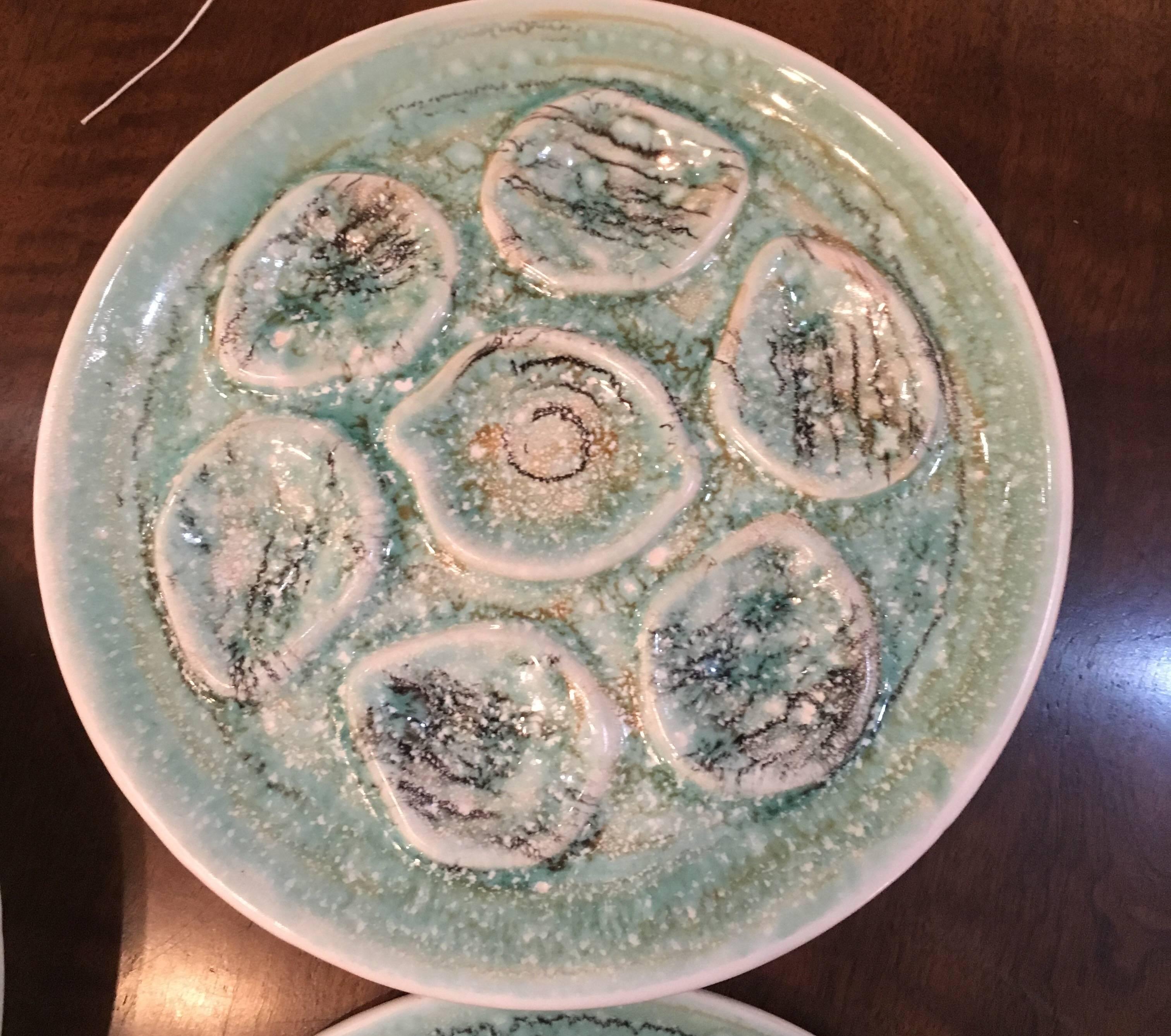 Ceramic Vintage French Oyster Plates
