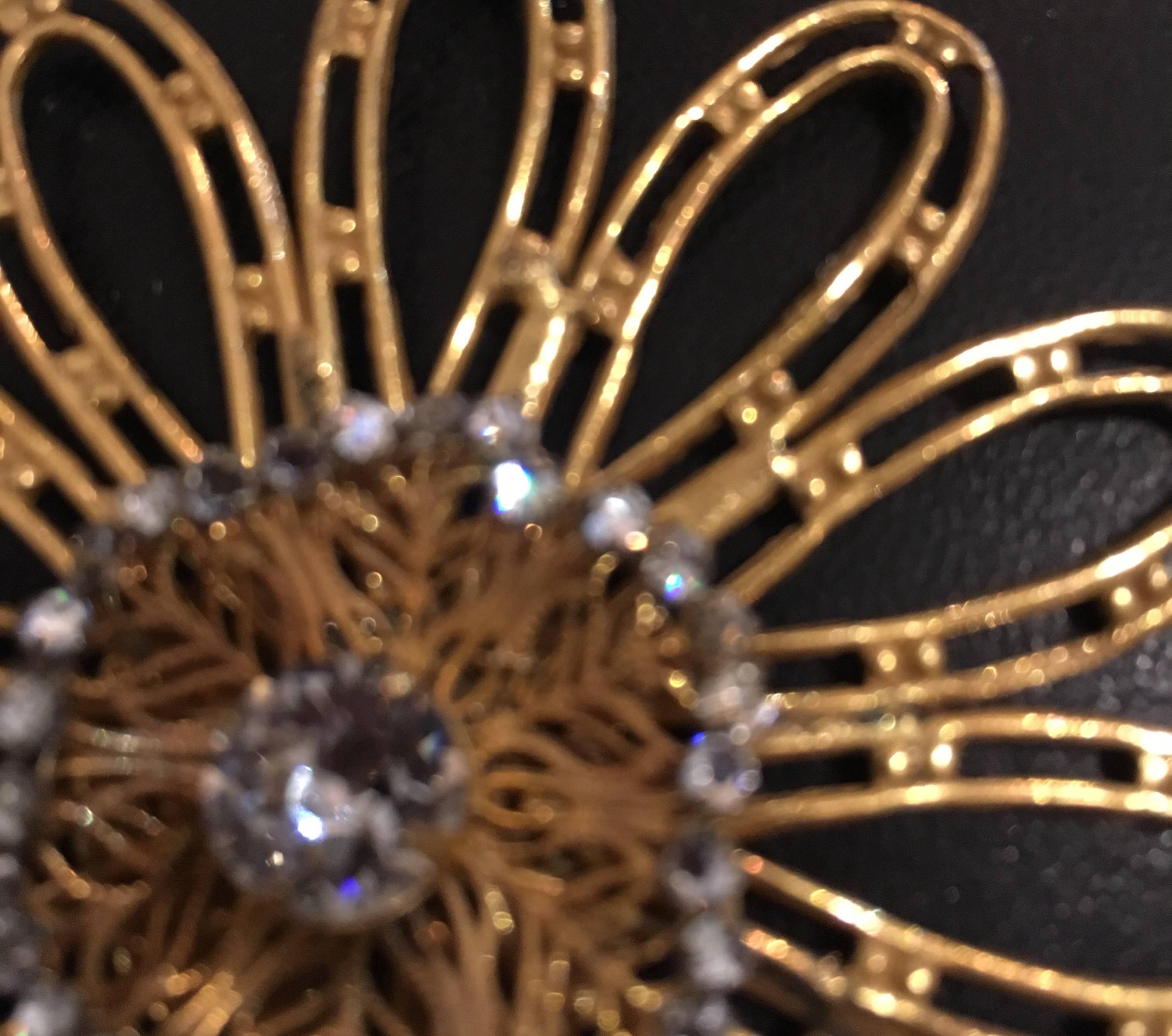 Mid-20th Century Miriam Haskell Jeweled Flower Pendant