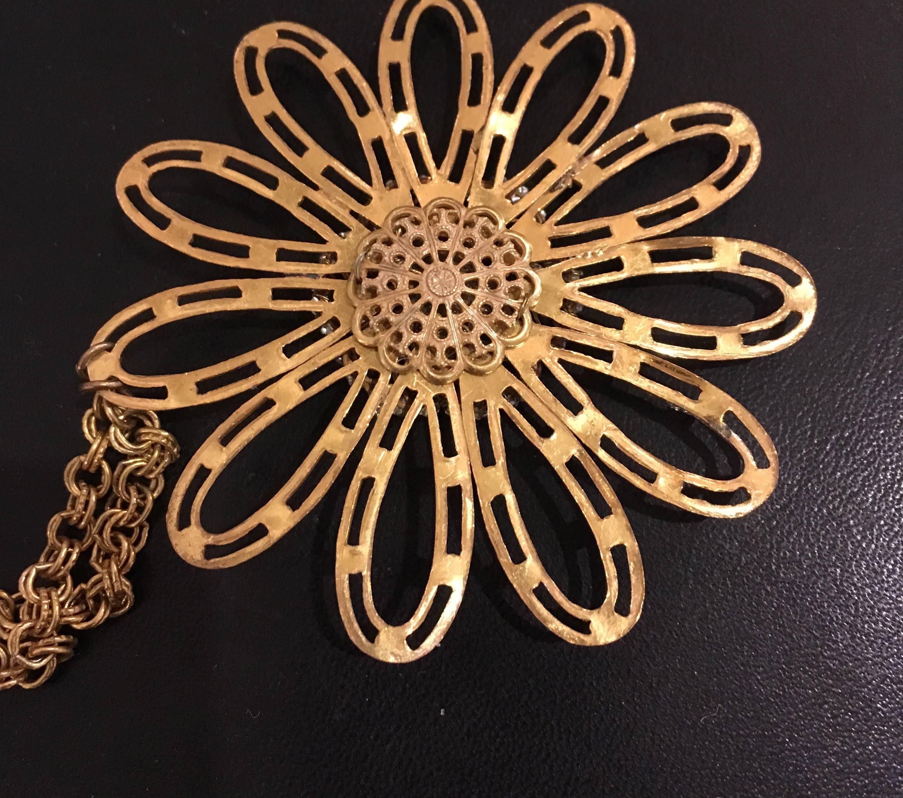 Miriam Haskell Jeweled Flower Pendant 2