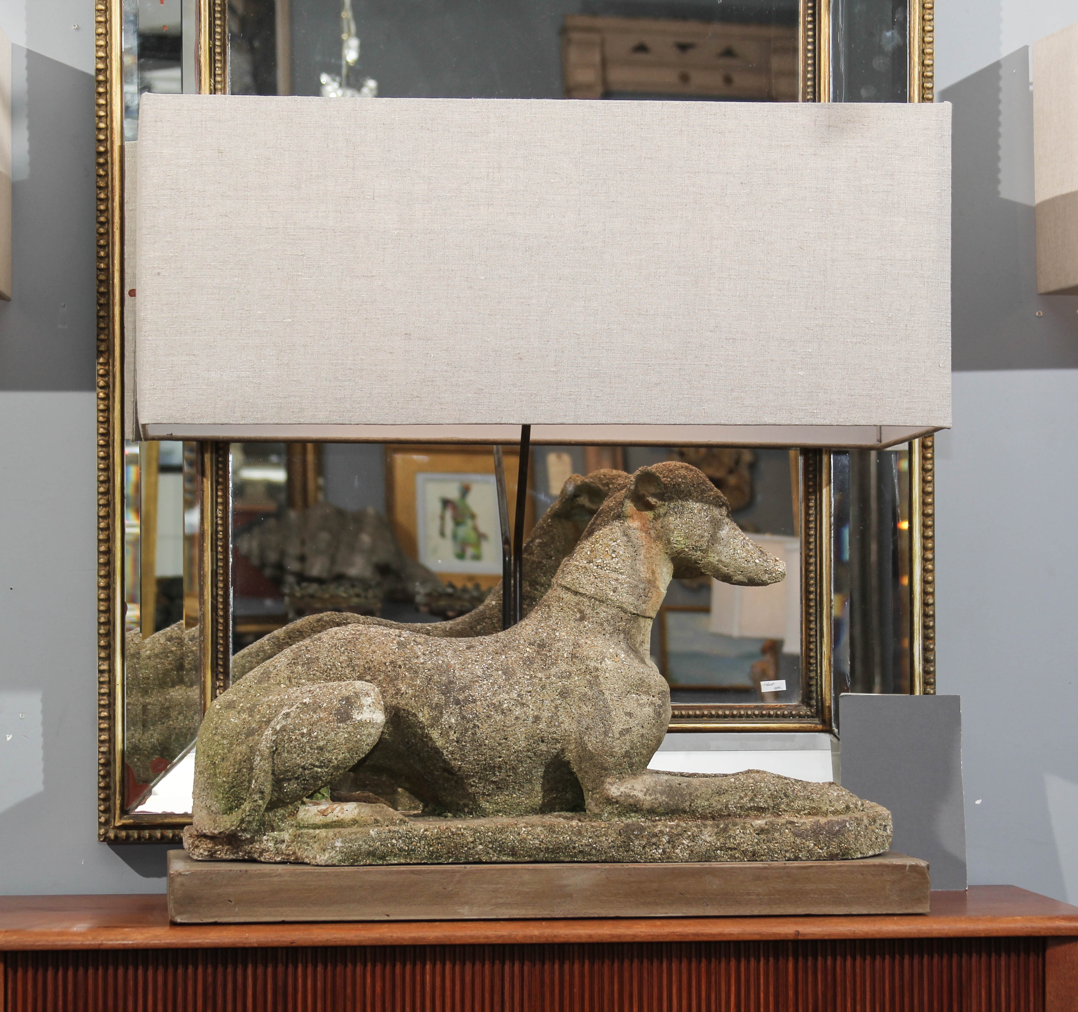 Grand Pair of Antique English Dogs with Custom Base and Linen Shades For Sale 5