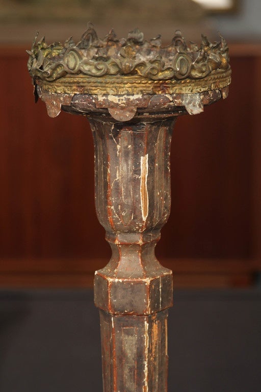 Pair of Candle Stands In Distressed Condition For Sale In Seattle, WA