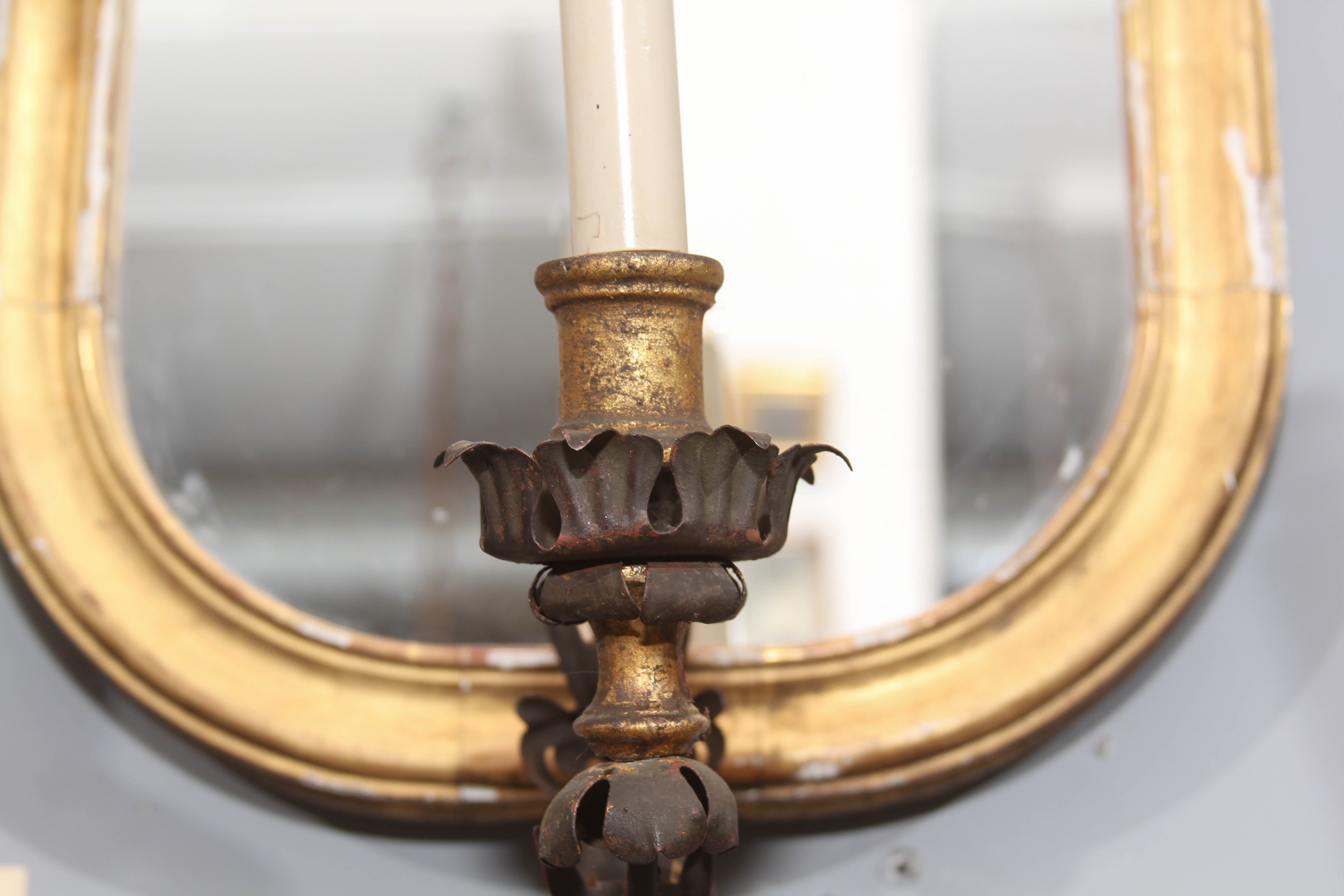 Pair of Mirror Sconces In Good Condition For Sale In Seattle, WA