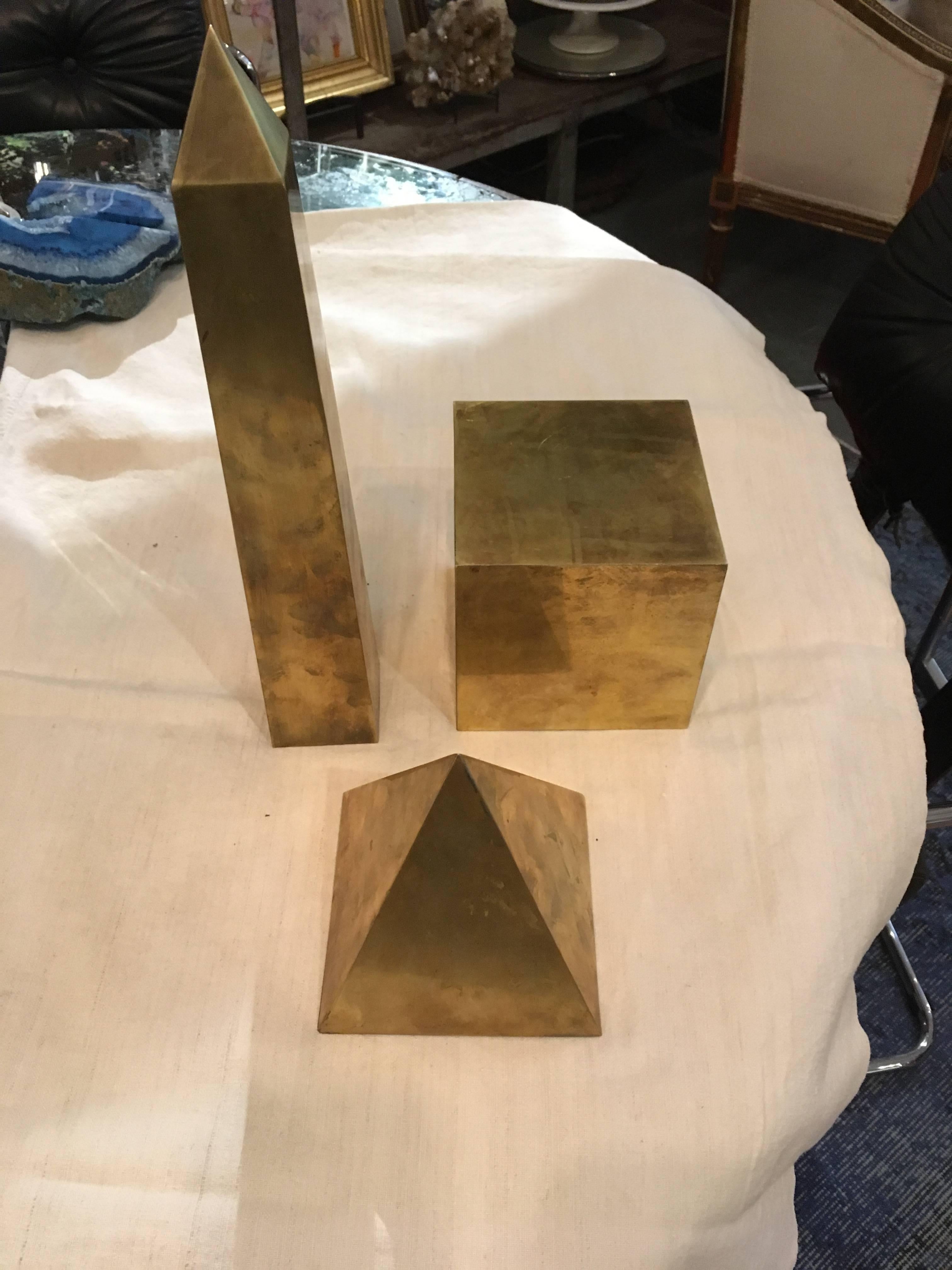 Group of Three Mid-Century Brass Sculptures In Good Condition In Seattle, WA