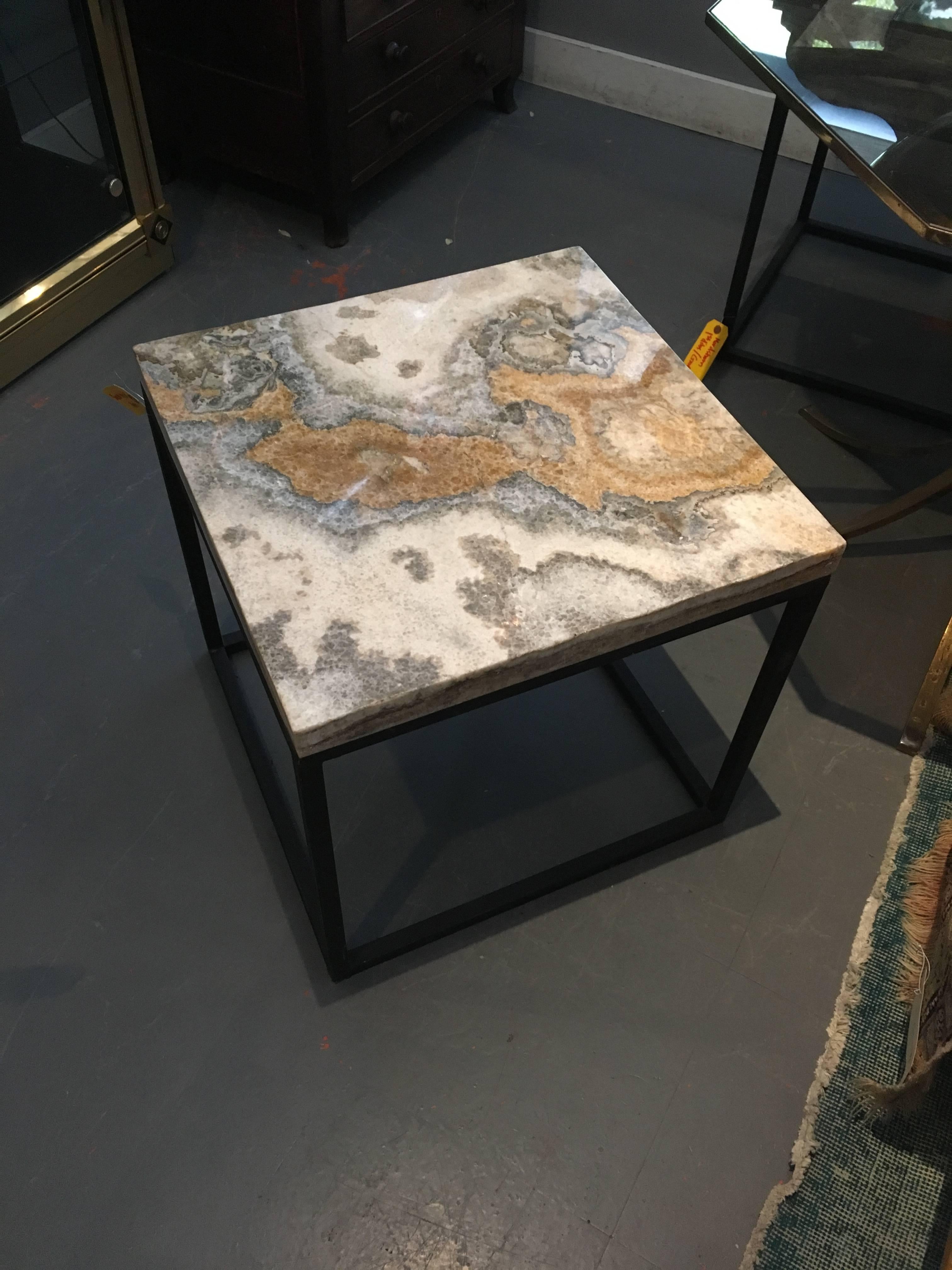 Pair of Marble-Top Square Side Tables In Good Condition In Seattle, WA