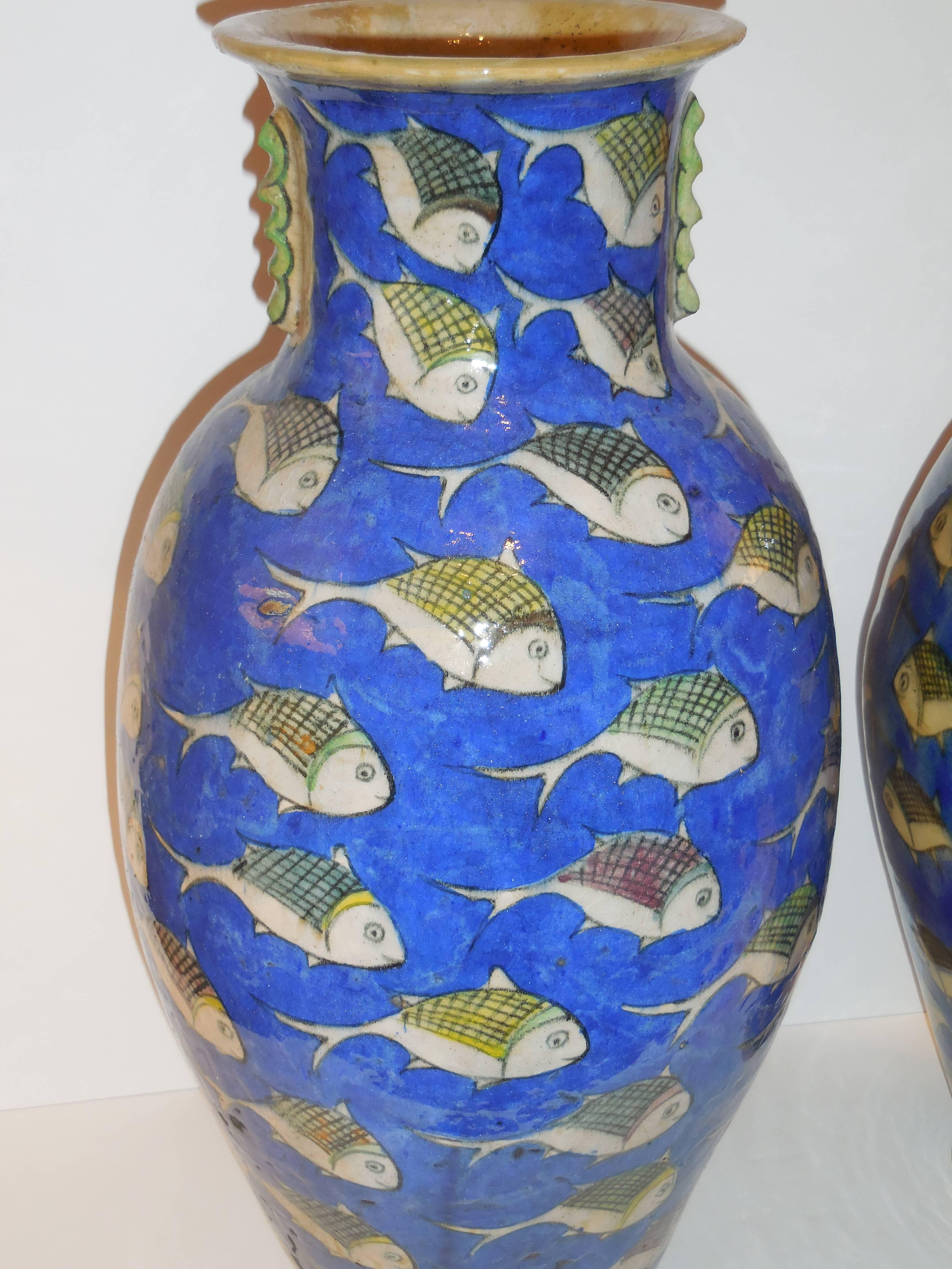 Pair of Antique Ceramic Persian Vases 5