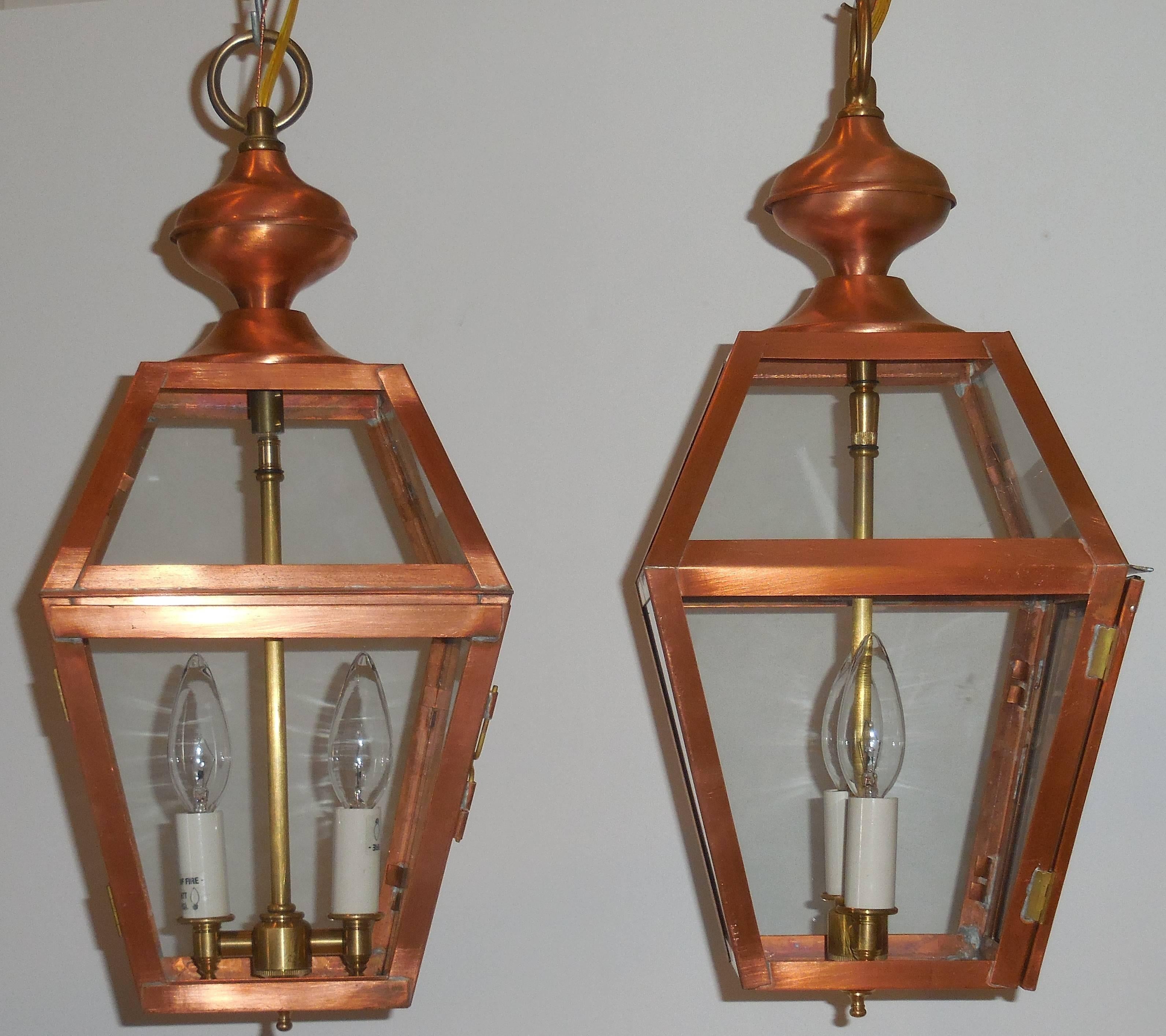 Pair of Hanging Copper Lantern 1