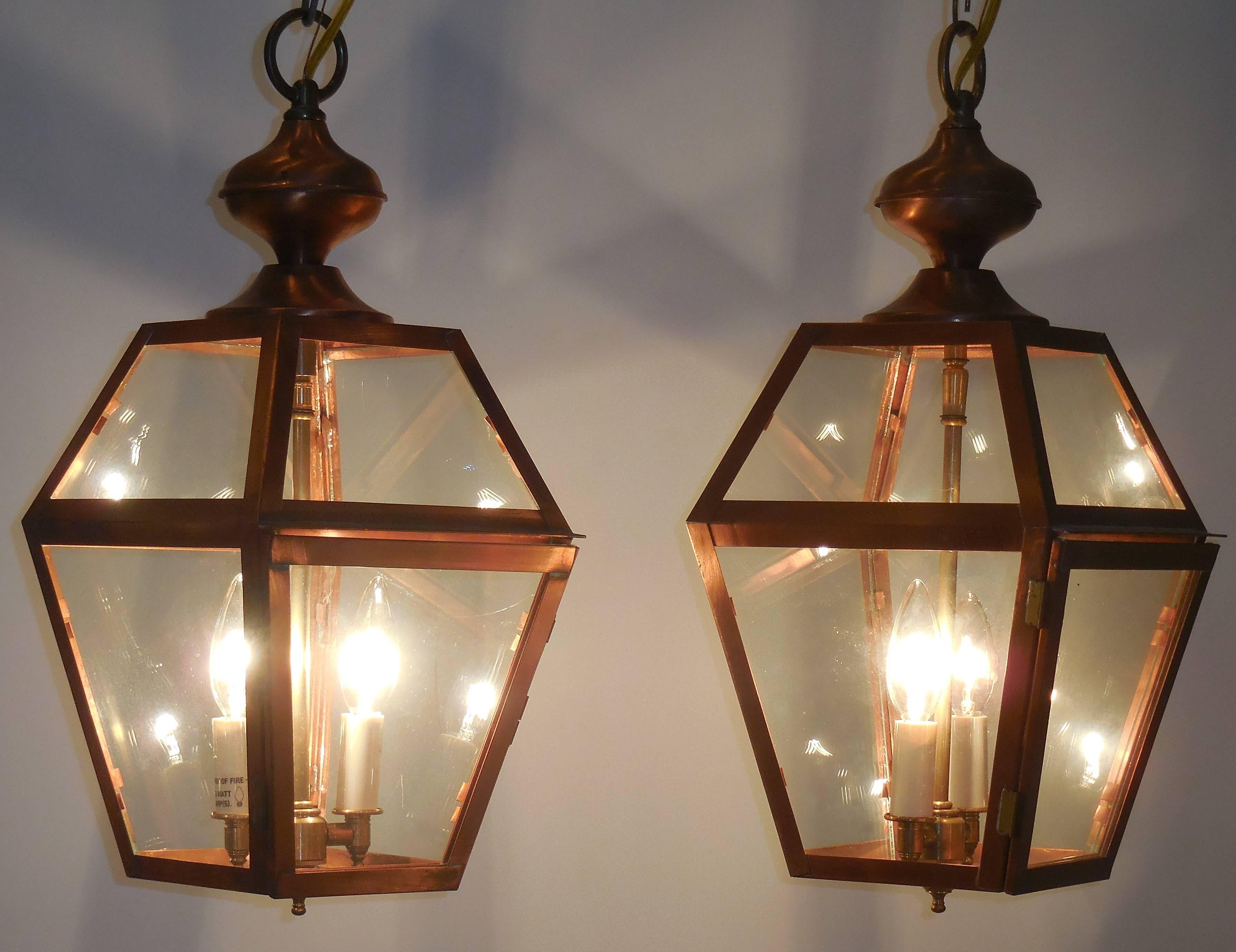 Pair of Hanging Copper Lantern 2