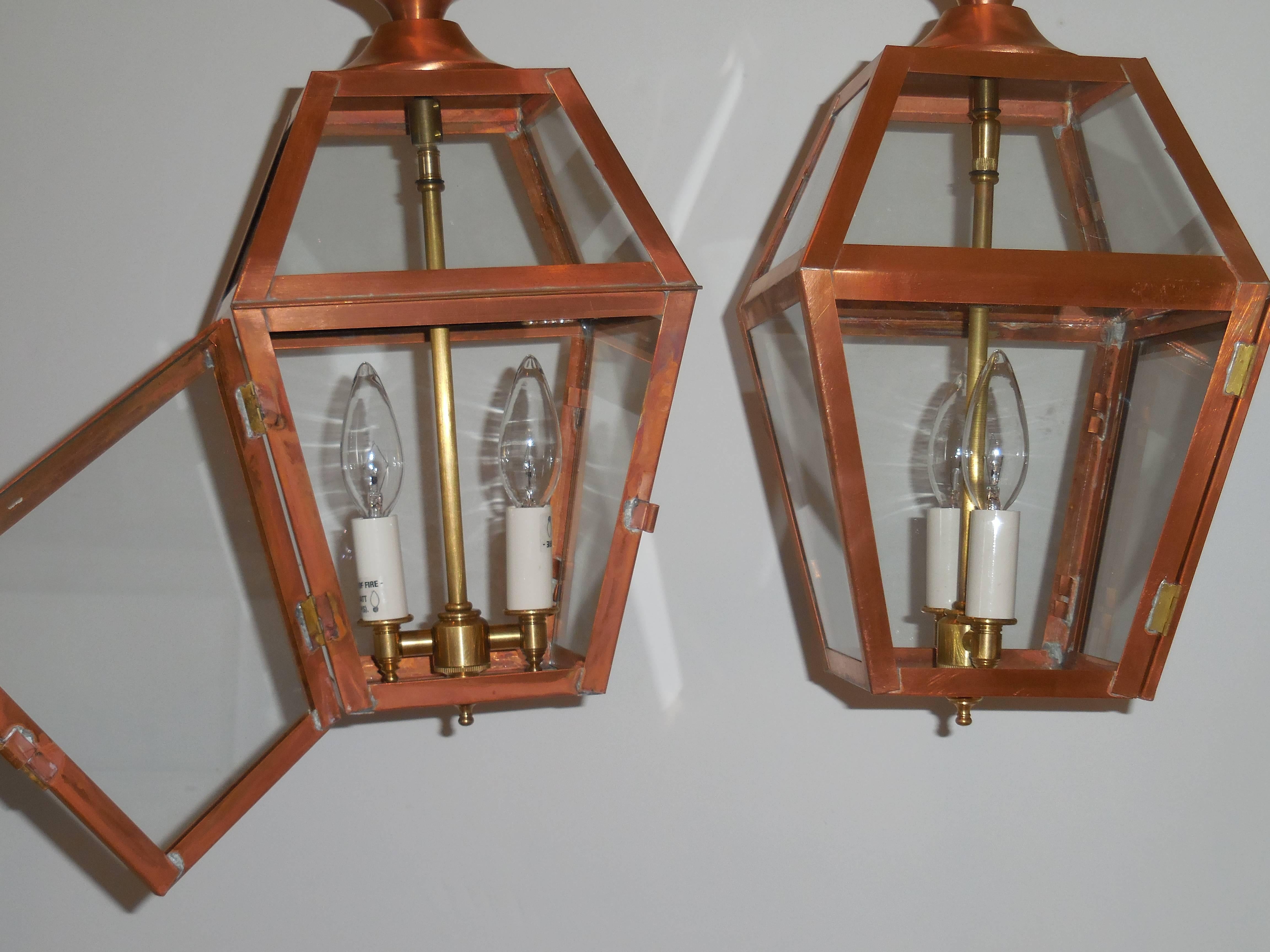 Pair of Hanging Copper Lantern 3