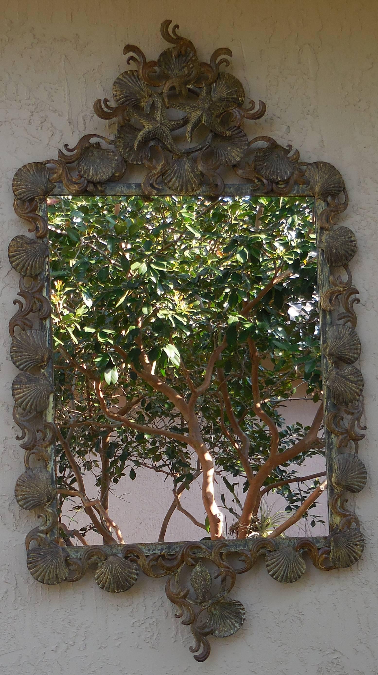 20th Century Sea Shell Iron Mirror