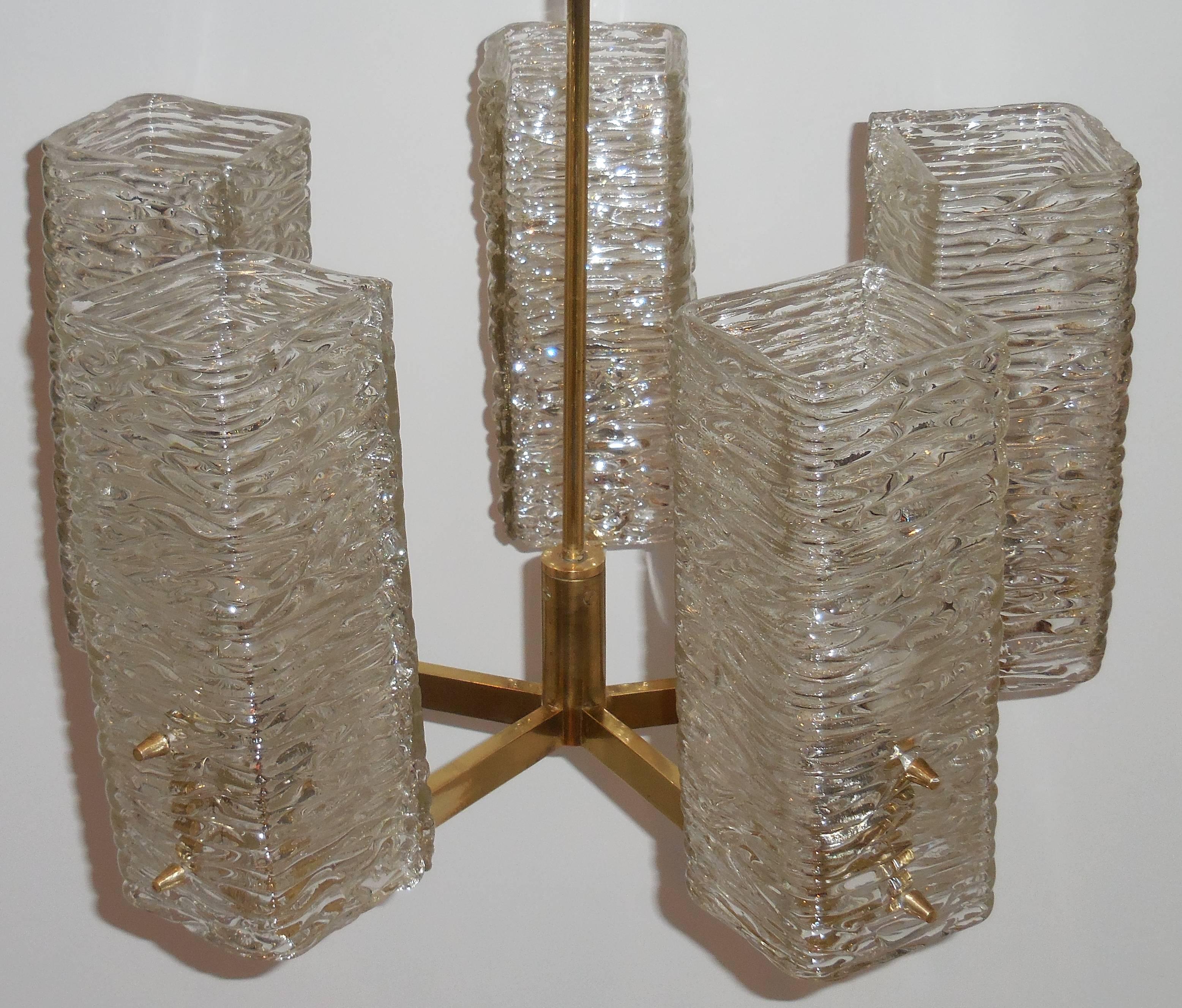 Brass Vintage Texture Glass Chandelier