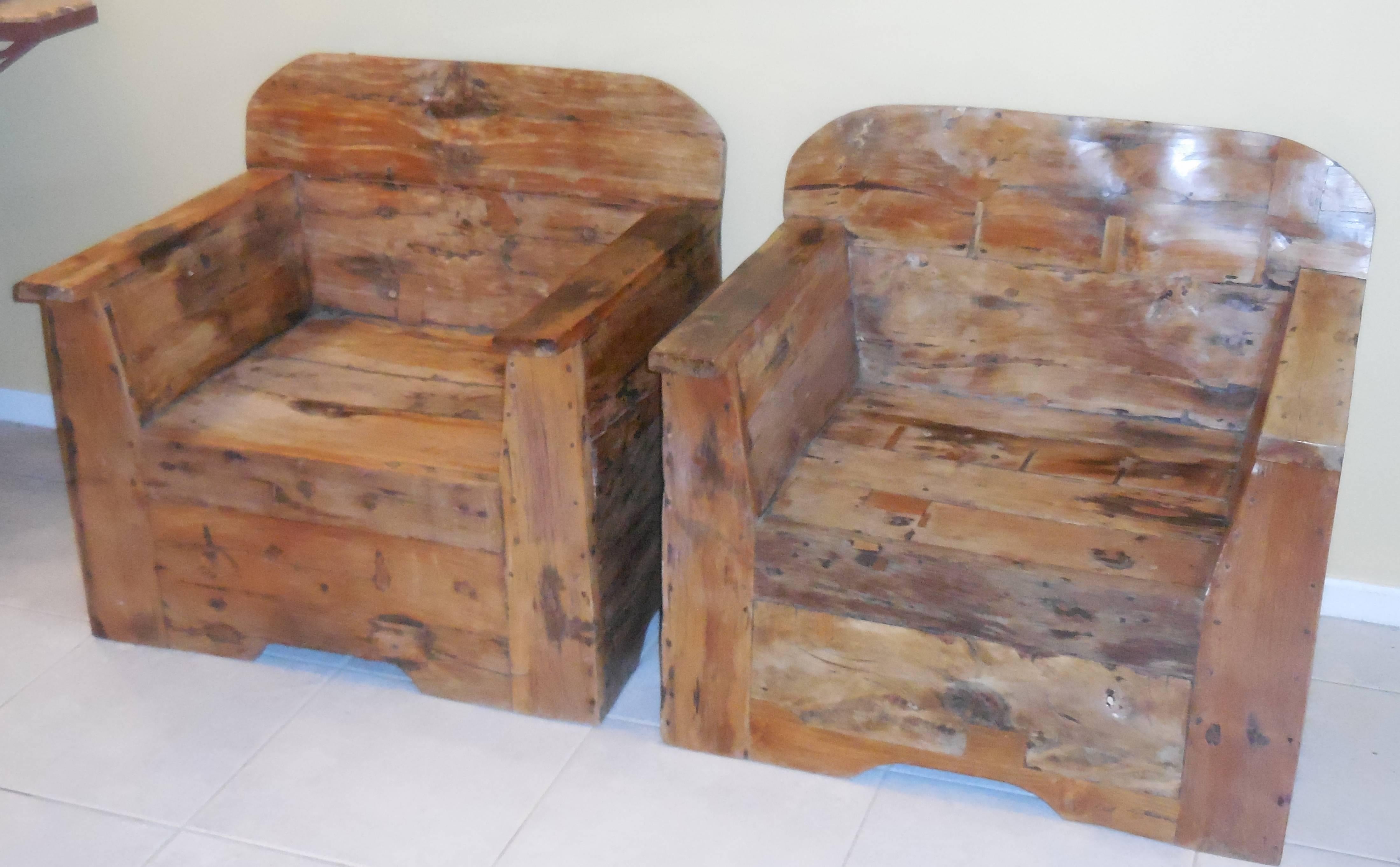 Pair of Vintage Hand Carved Wood Balinese Armchairs For Sale 1