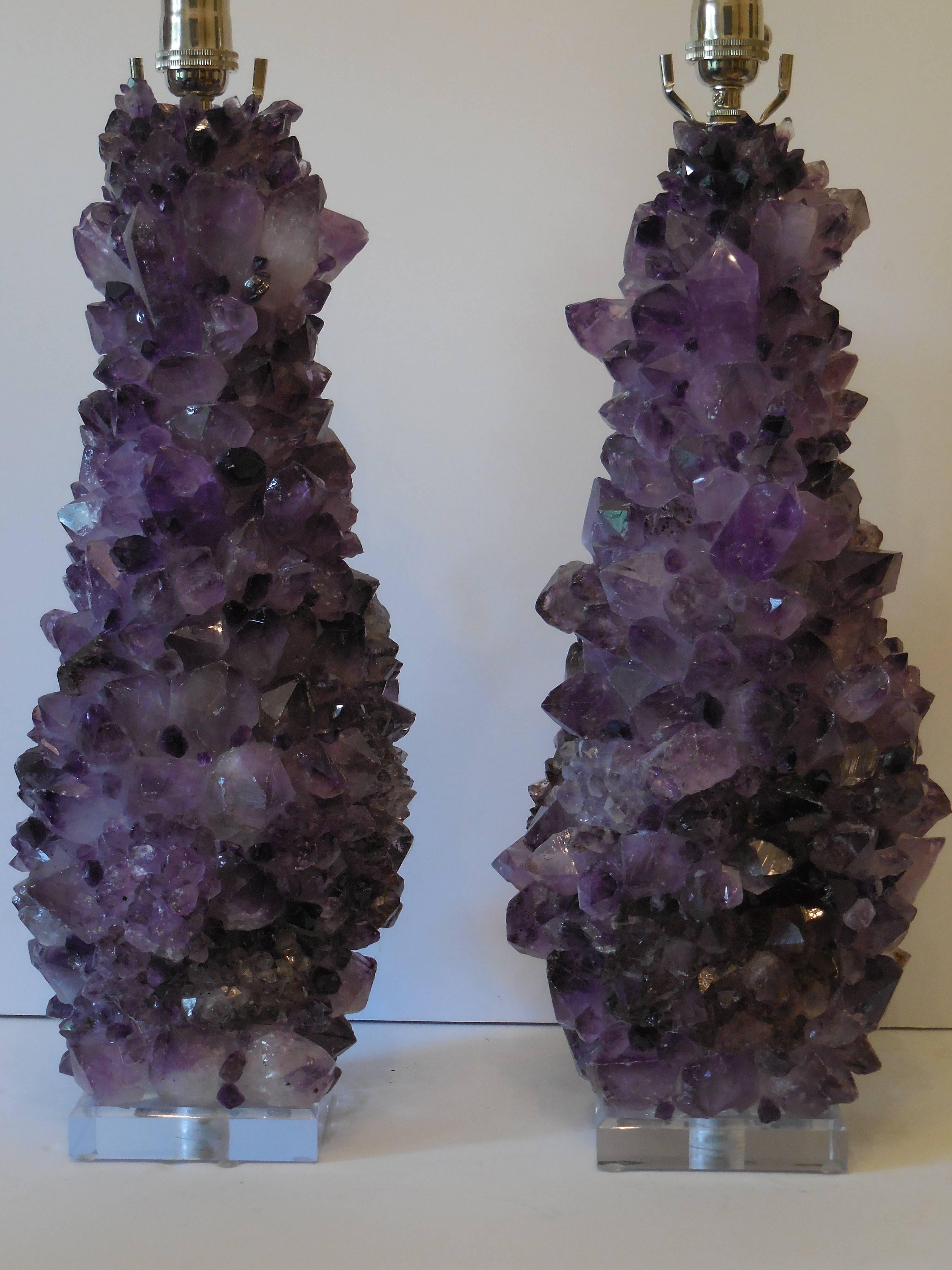 Pair of Amethyst Crystal Quartz Table Lamps 2