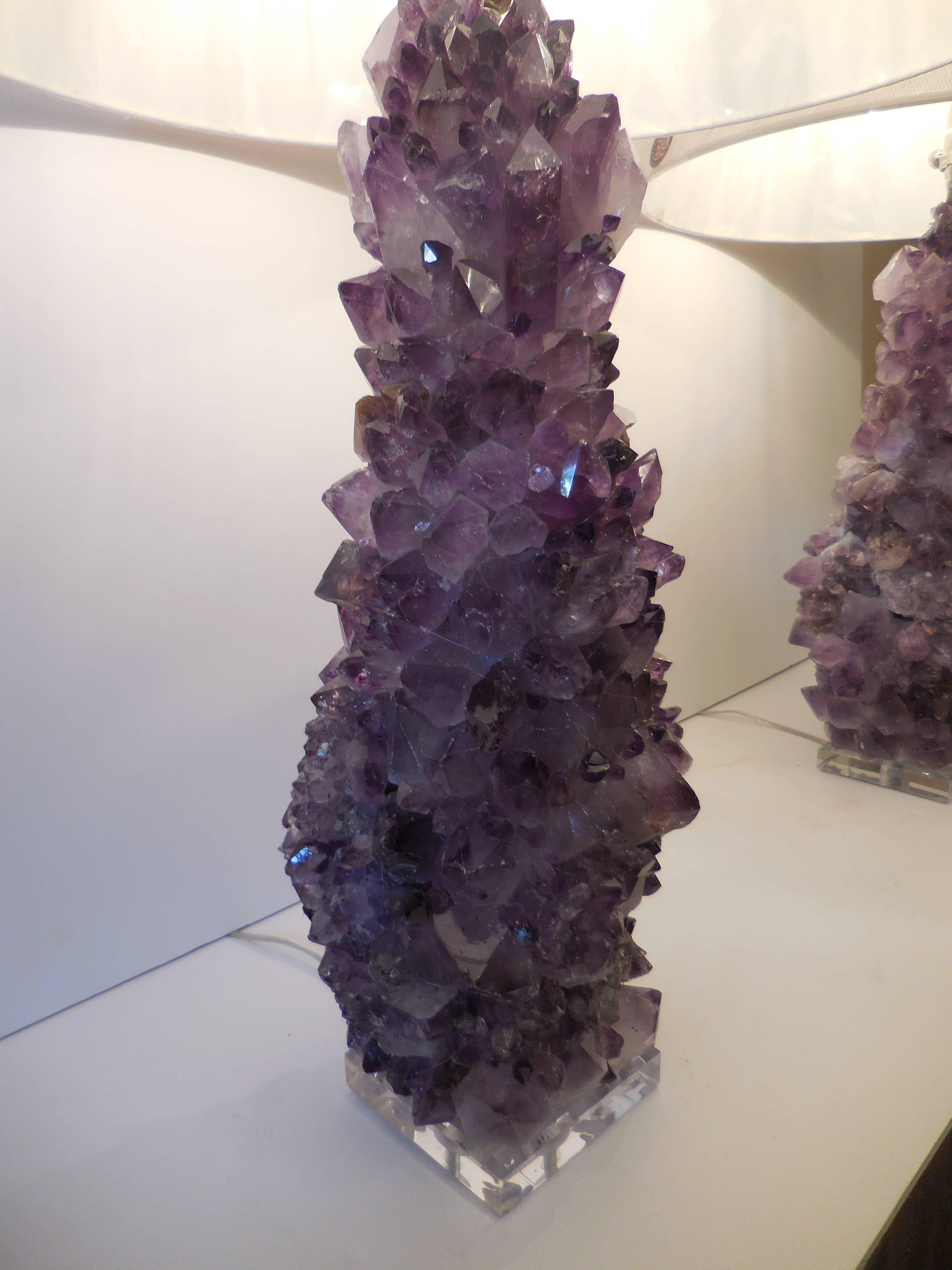 Pair of Amethyst Crystal Quartz Table Lamps 3