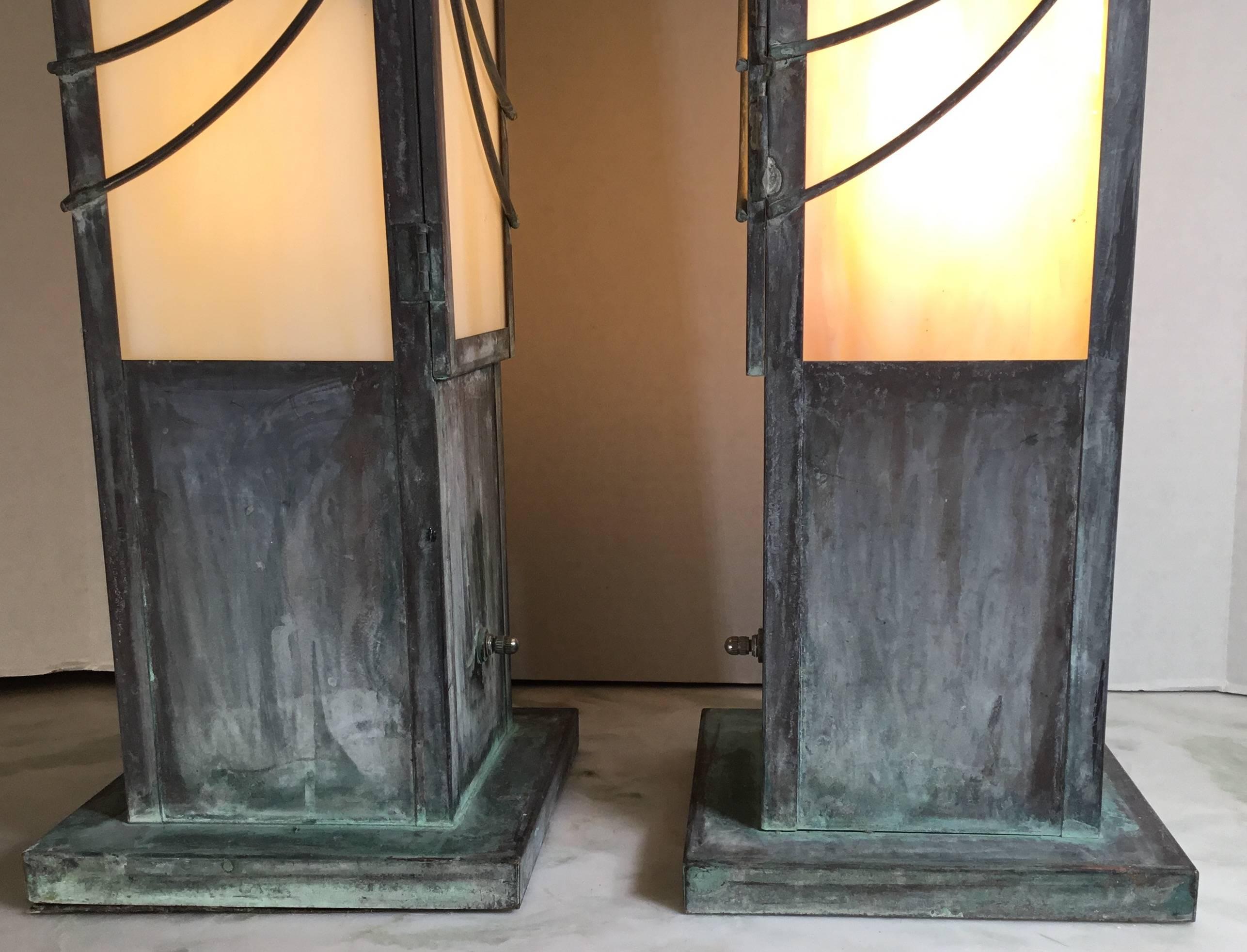 American Pair of Copper Table Lamps