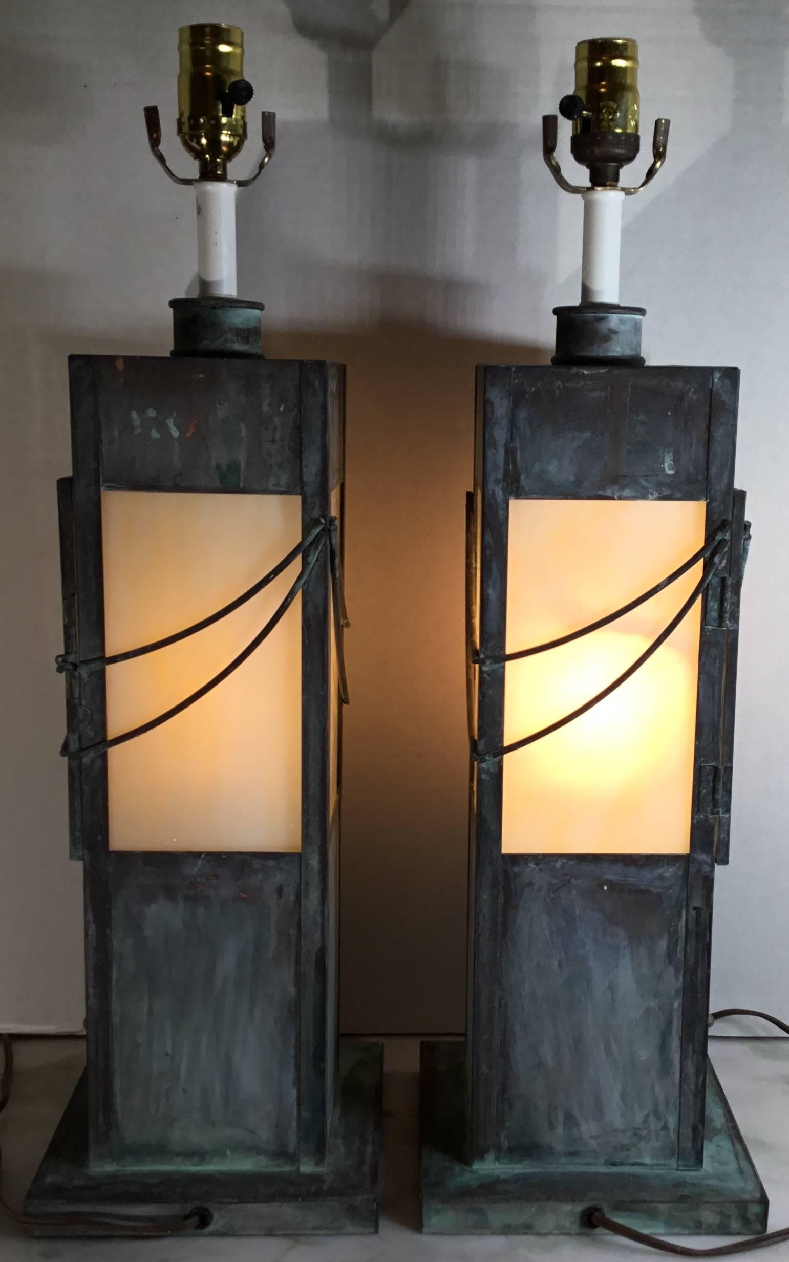 Pair of Copper Table Lamps 3
