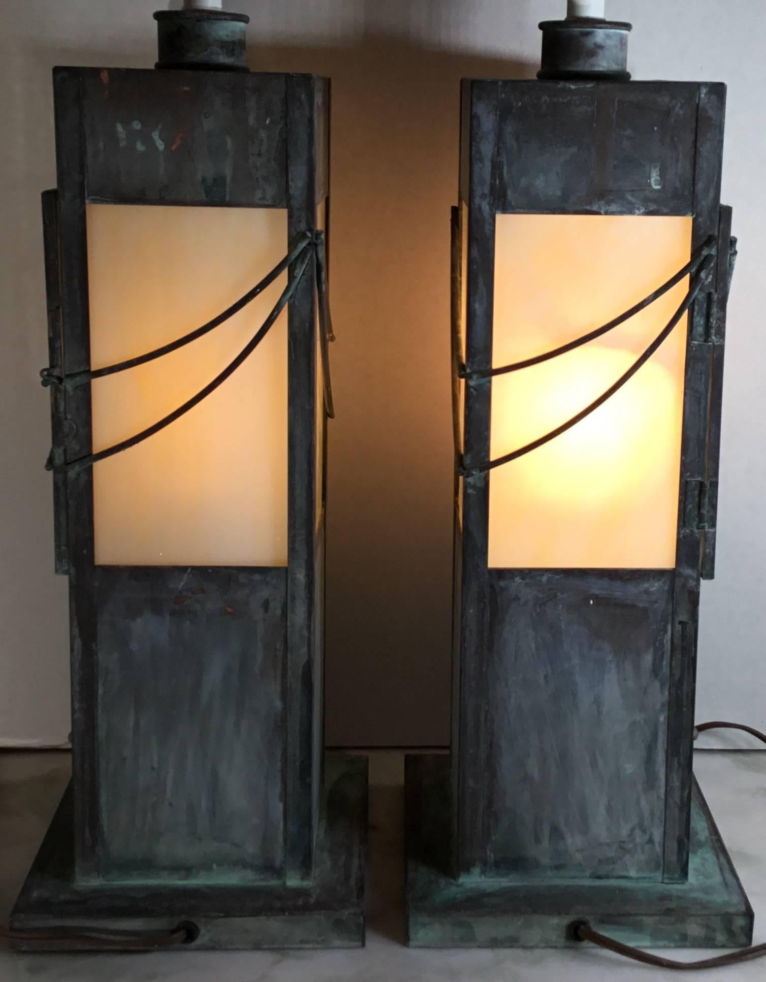Pair of Copper Table Lamps 4