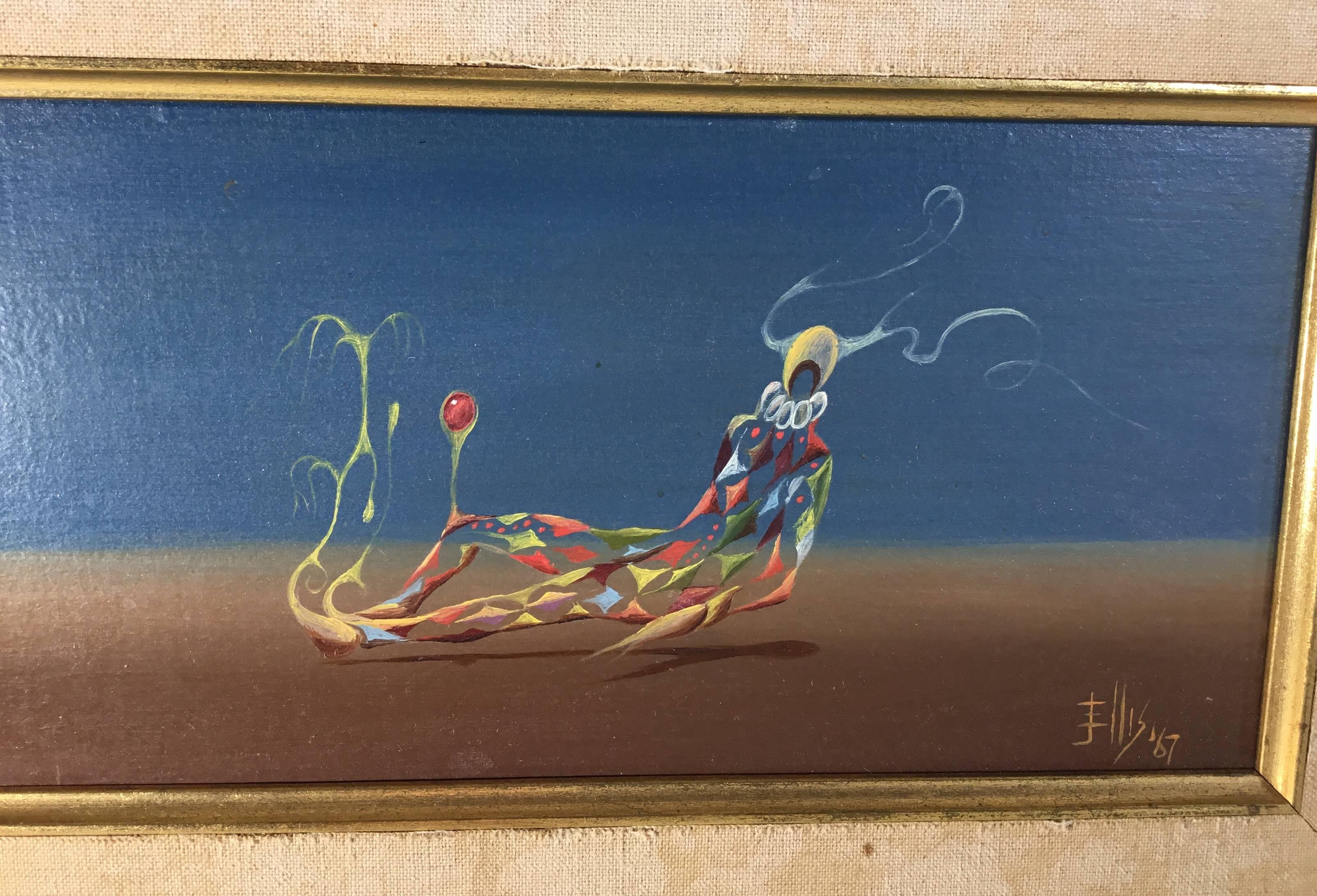 Vintage Surrealist Oil Painting In Excellent Condition In Delray Beach, FL