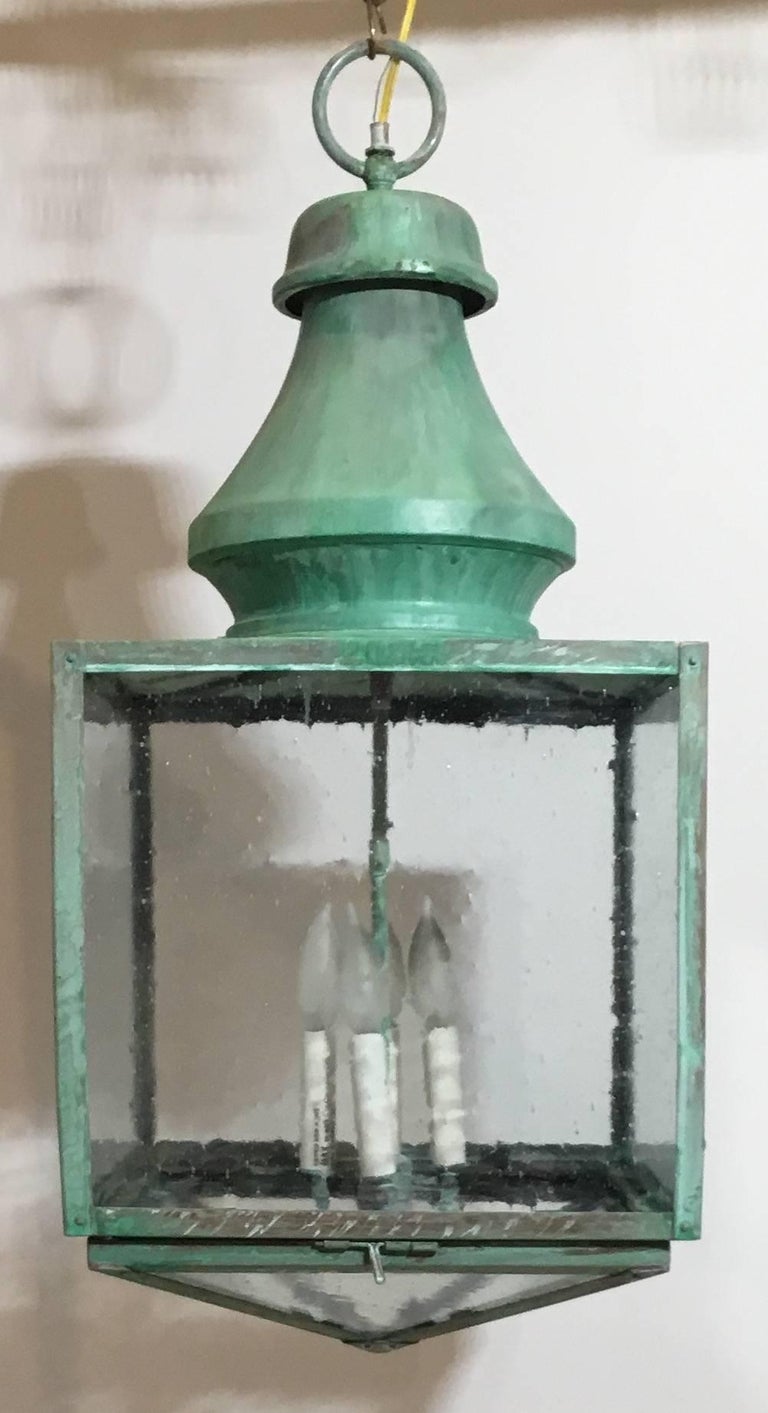 Large Antique Hanging Copper Lantern at 1stDibs