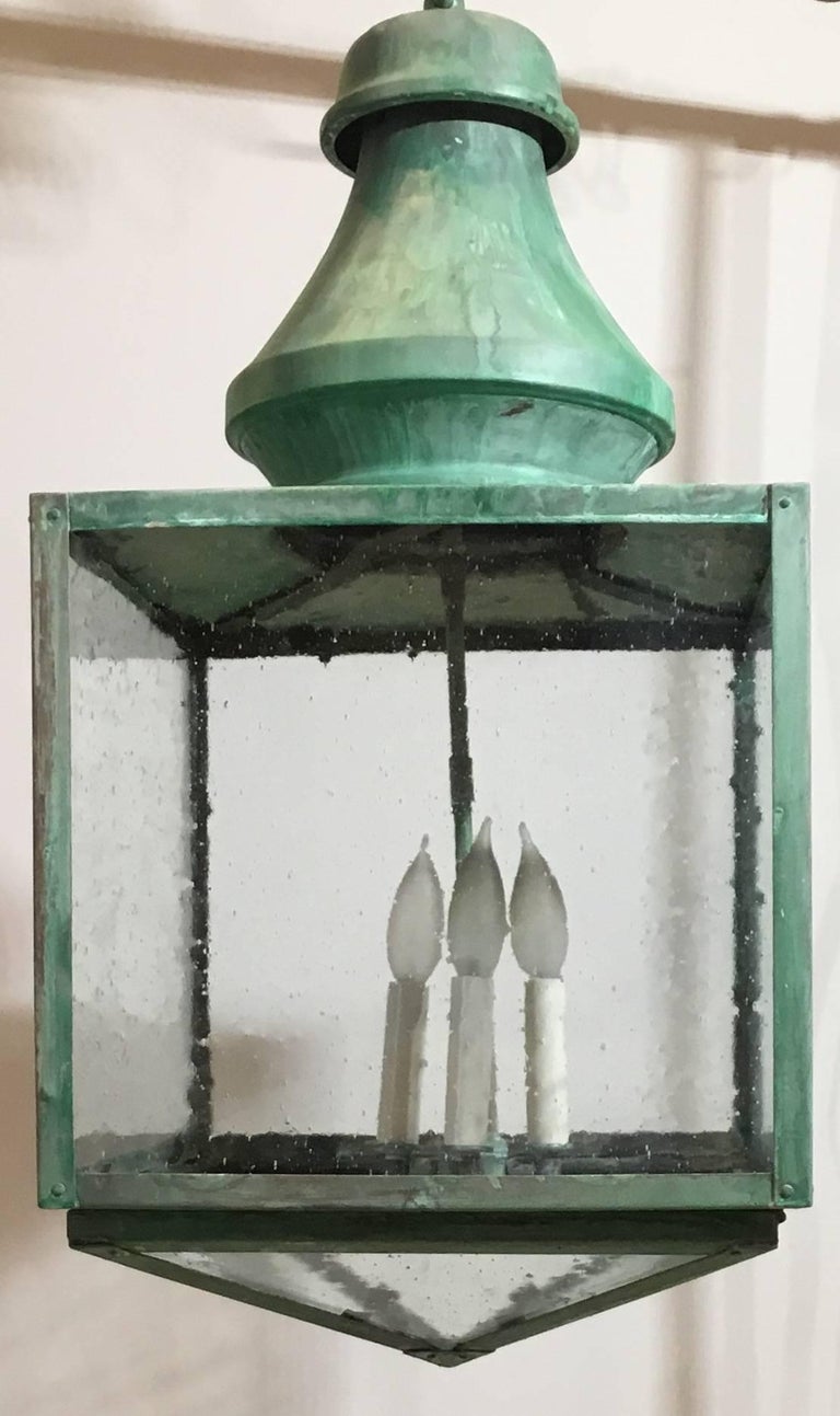 Large Antique Hanging Copper Lantern at 1stDibs