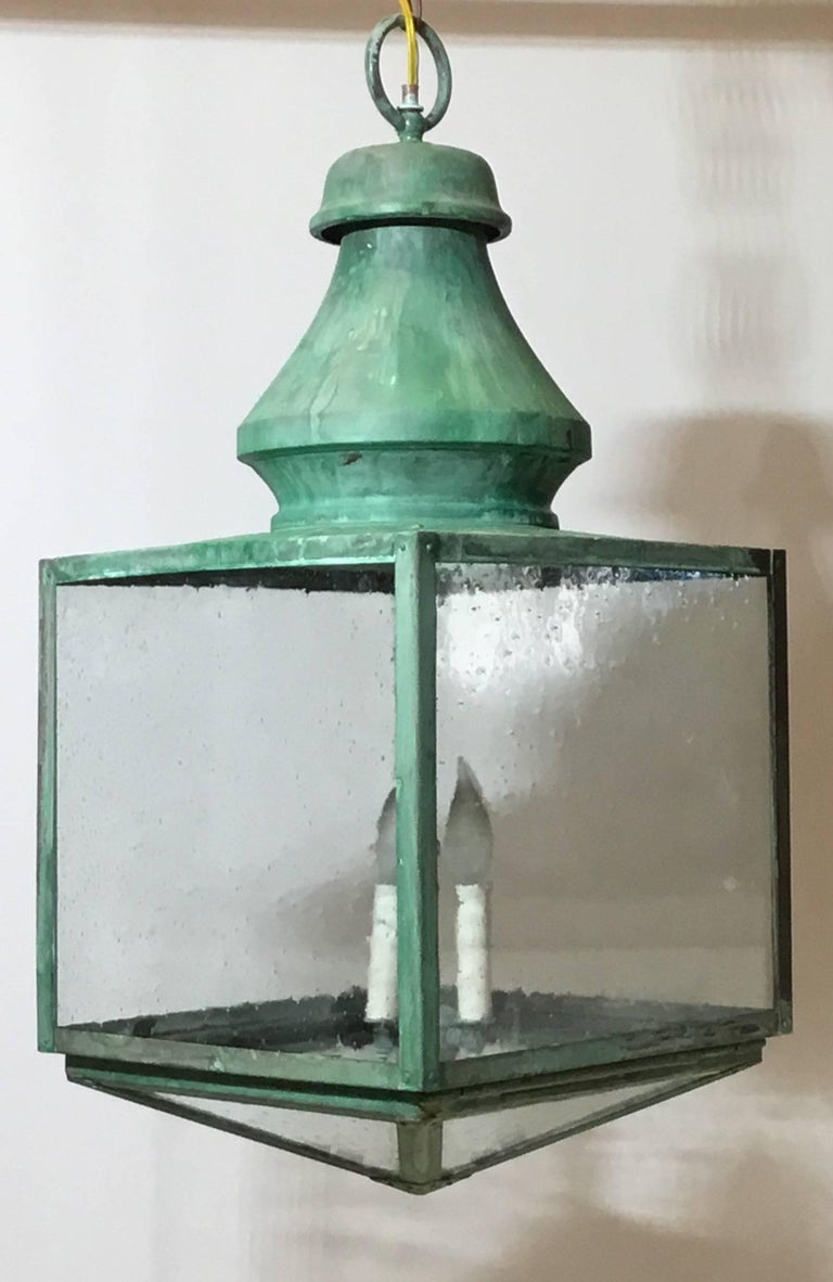 Large Antique Hanging Copper Lantern at 1stDibs