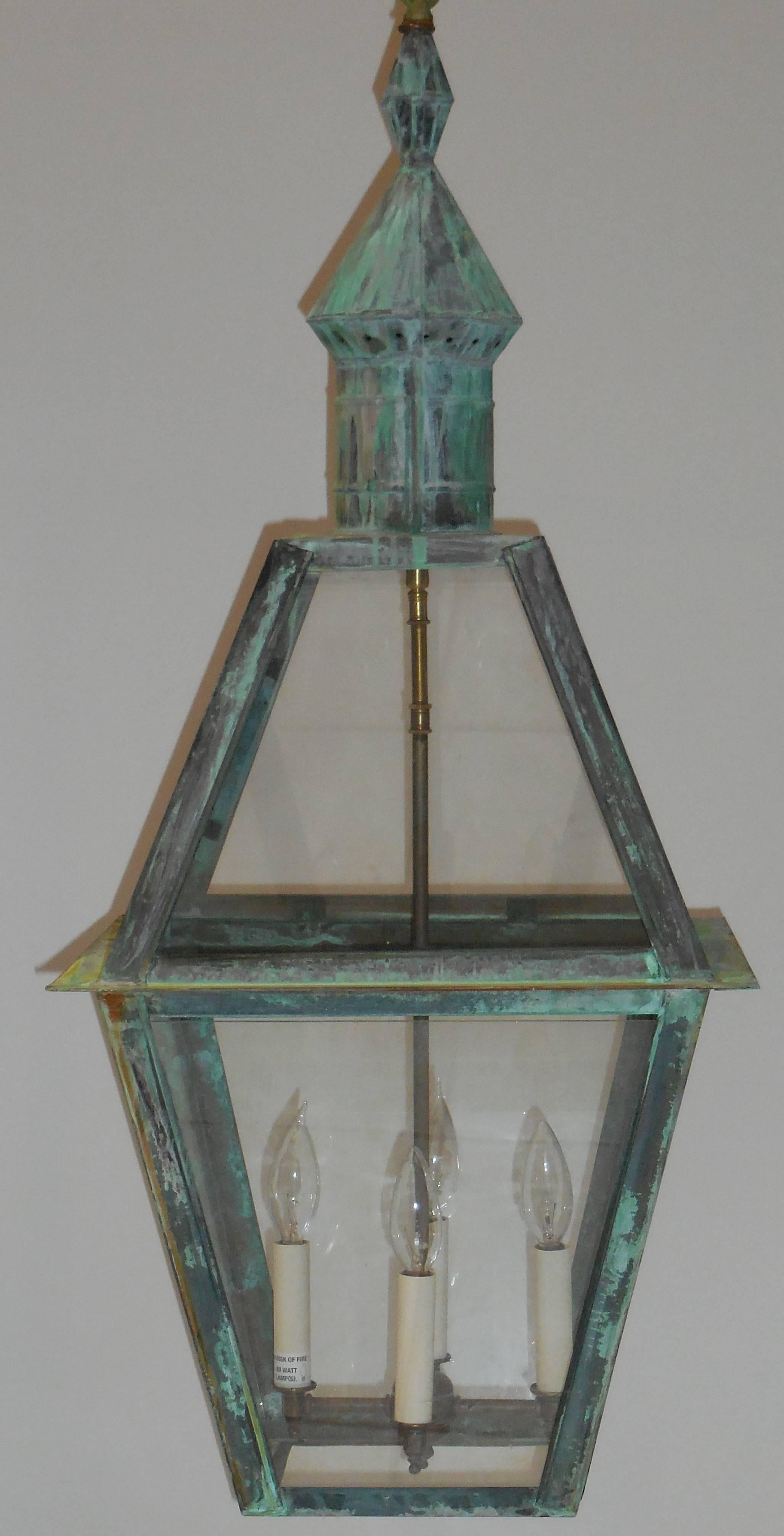 Large Hanging Solid Copper Lantern 2