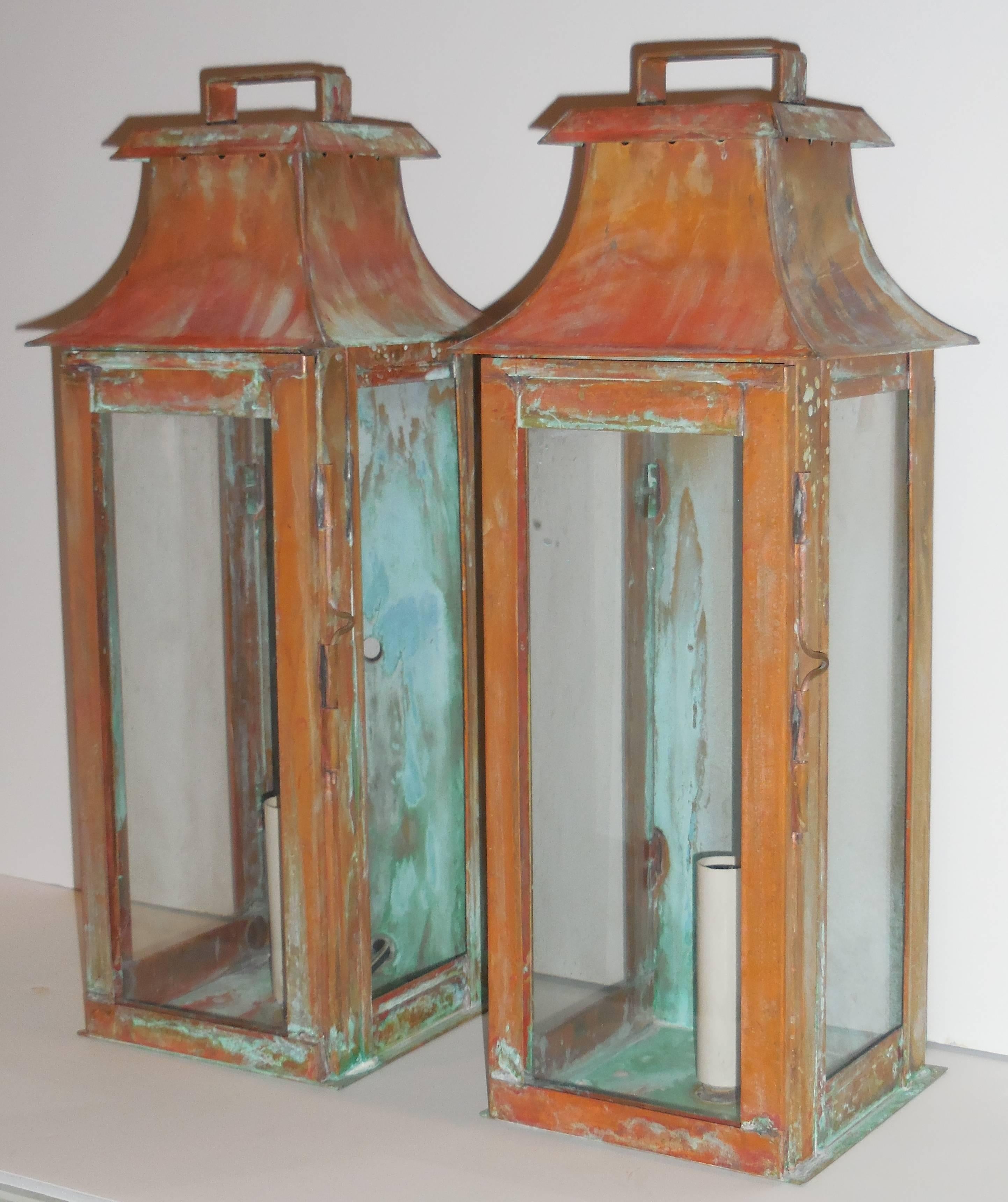 Pair of Copper Wall Lanterns 3