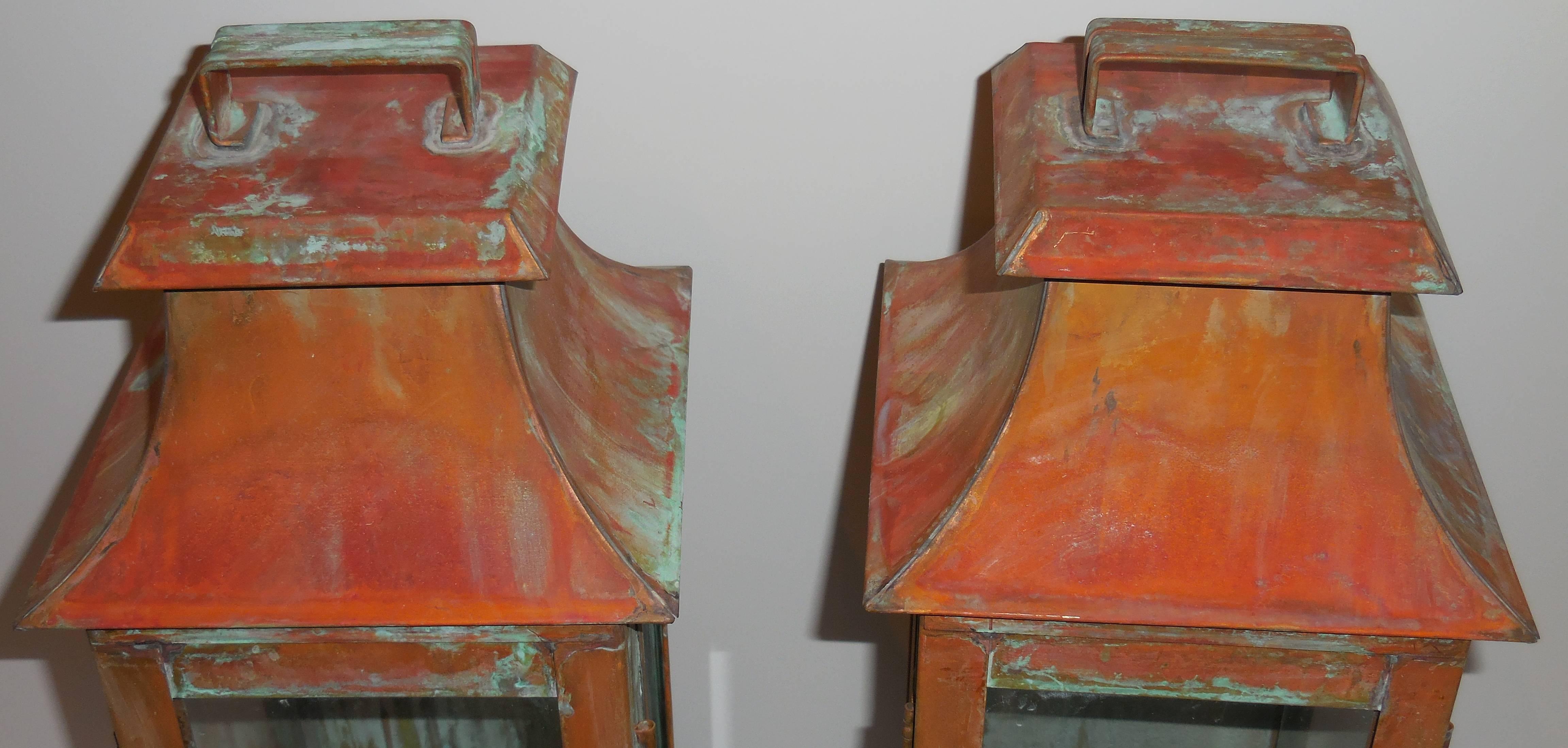 Pair of Copper Wall Lanterns 4