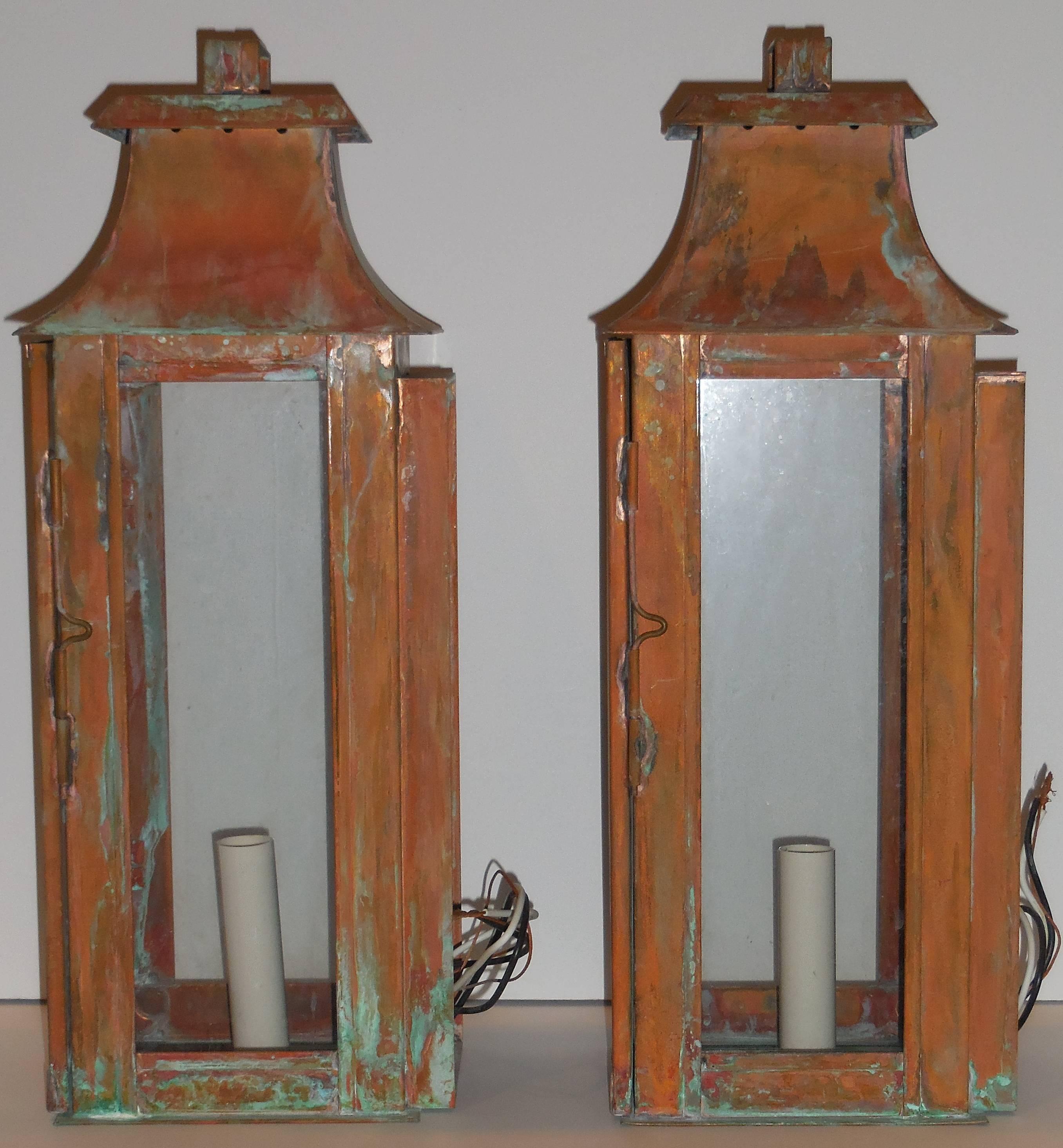 Pair of Copper Wall Lanterns 2