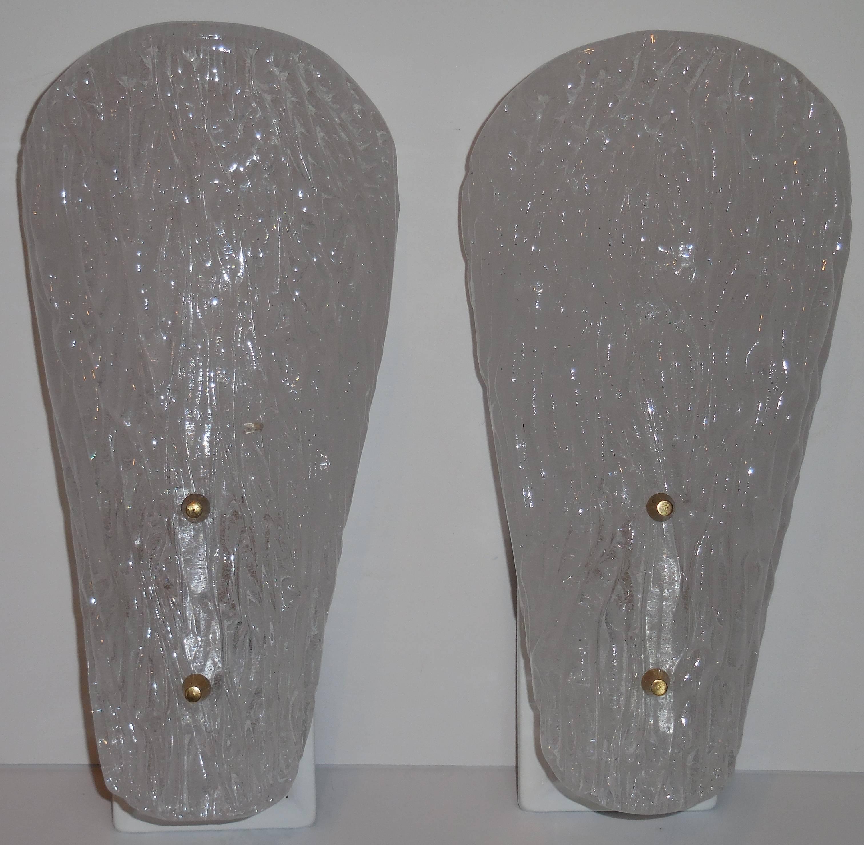 Mid-20th Century Elegant Pair of 1960 Glass Wall Sconces