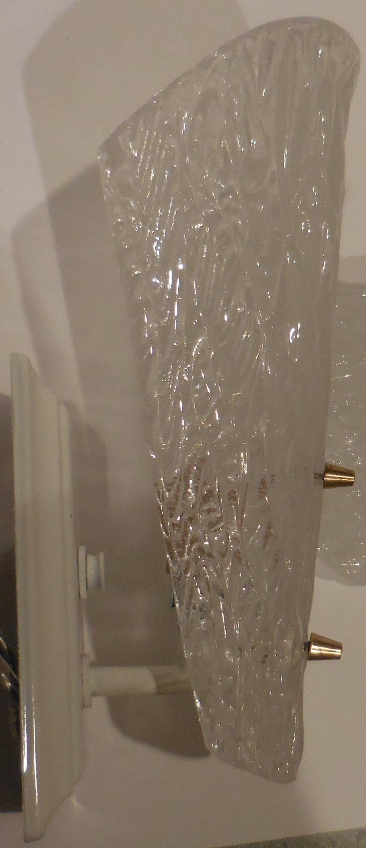Austrian Elegant Pair of 1960 Glass Wall Sconces