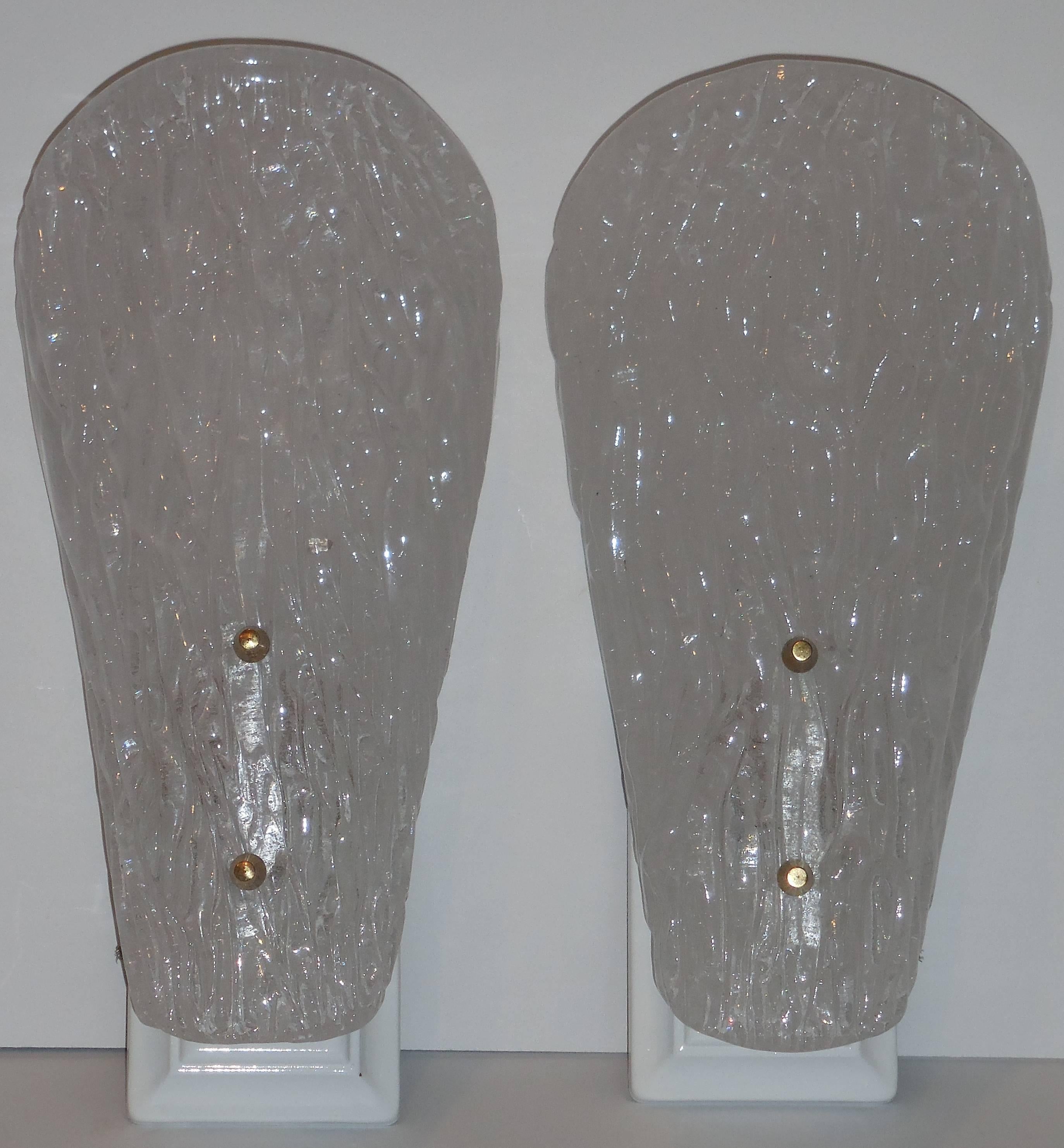 Elegant Pair of 1960 Glass Wall Sconces 1