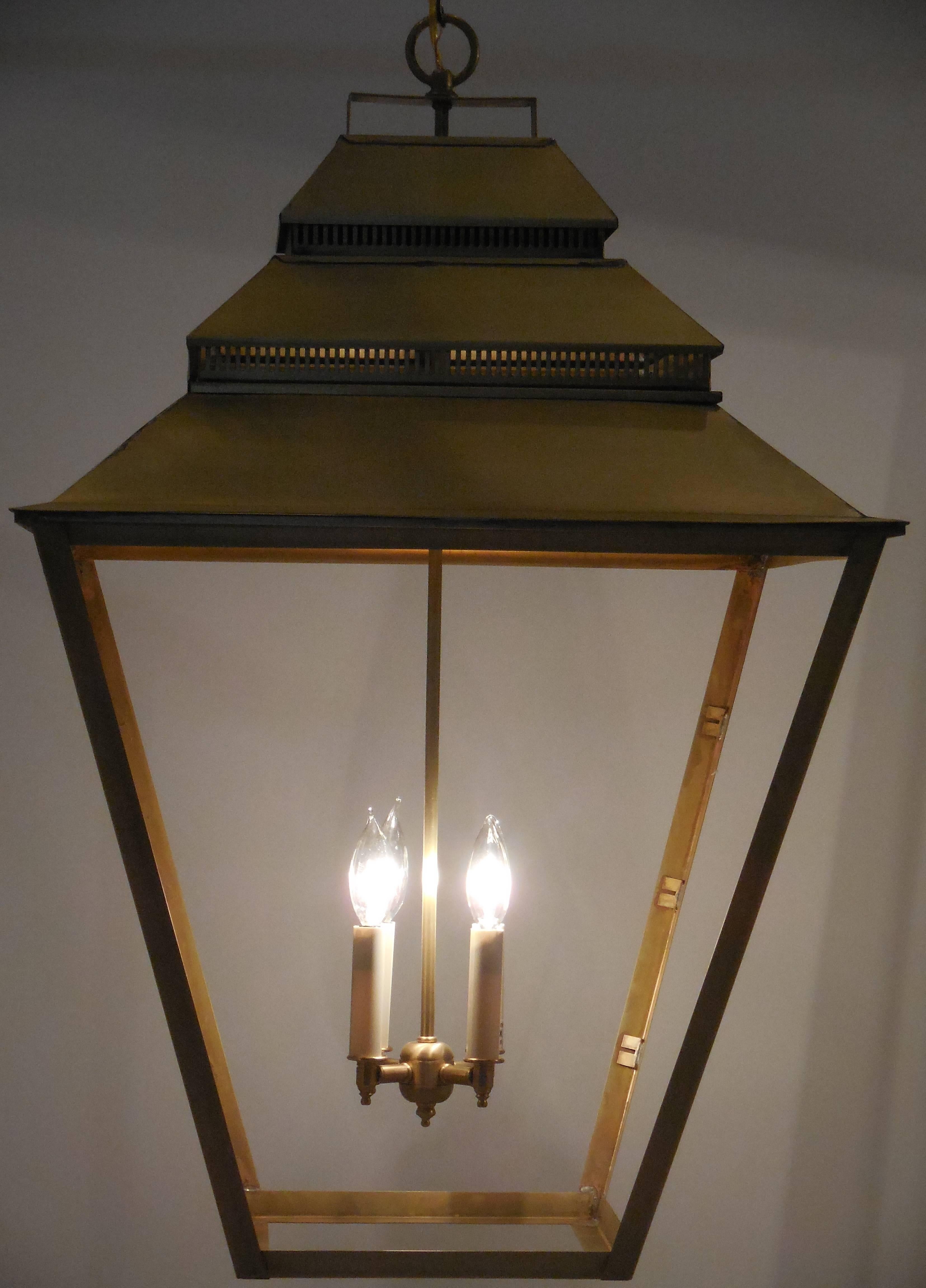 20th Century Large Brass Hanging Lantern