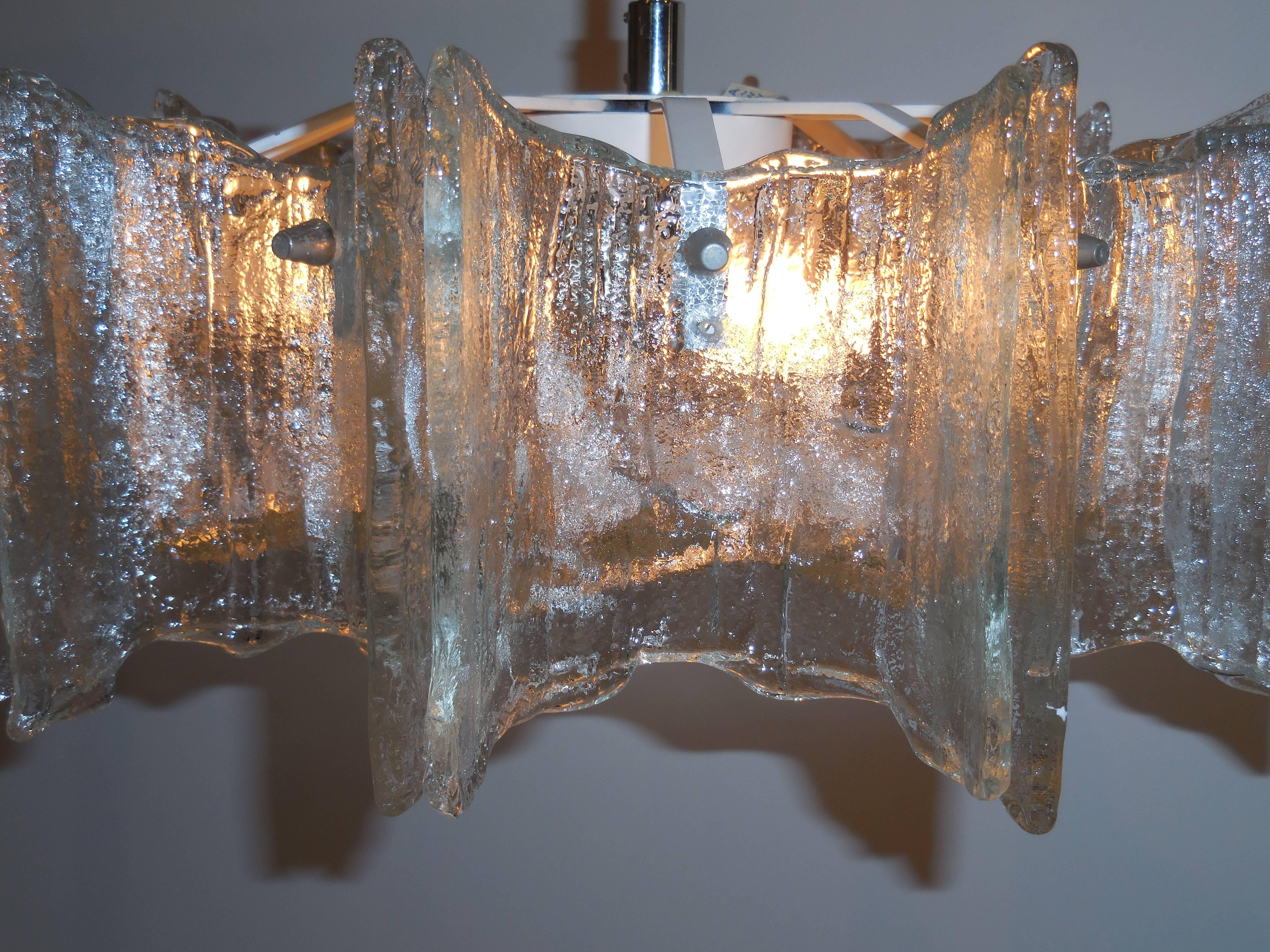 Funky Texture Glass Vintage Chandelier For Sale 2
