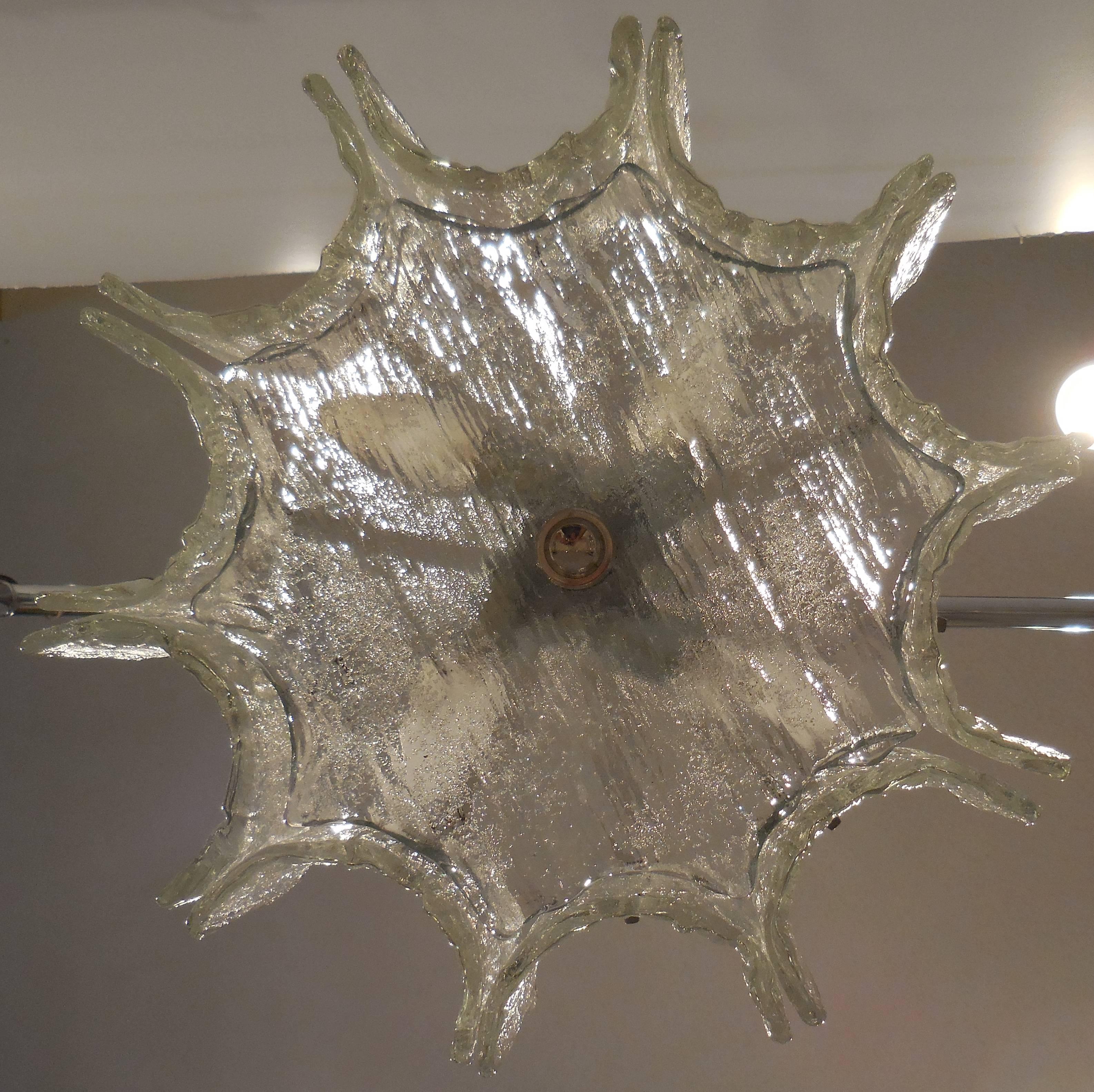 Austrian Funky Texture Glass Vintage Chandelier For Sale