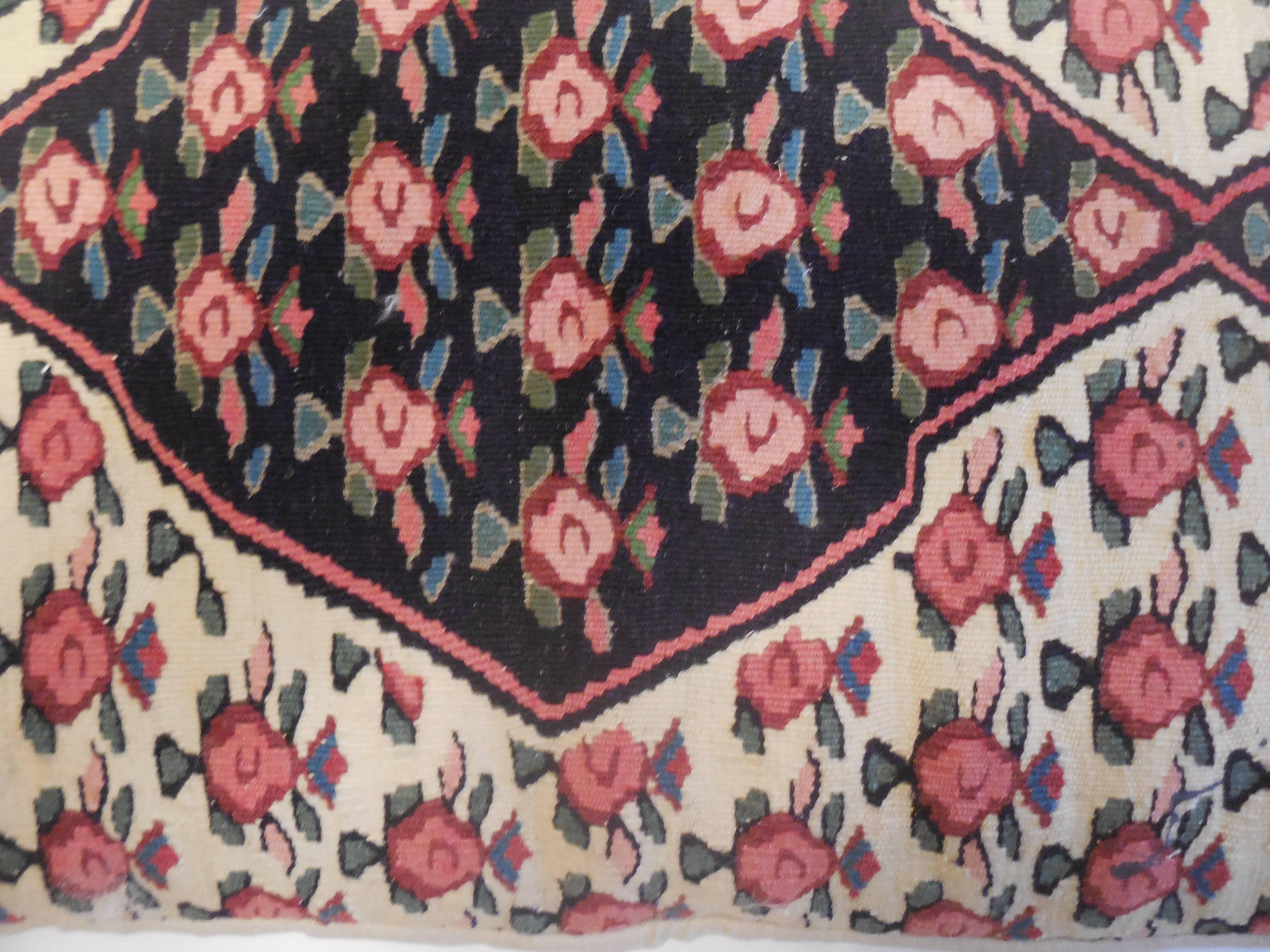 Large Flat-Weave Persian Rug Fragment Pillow 3