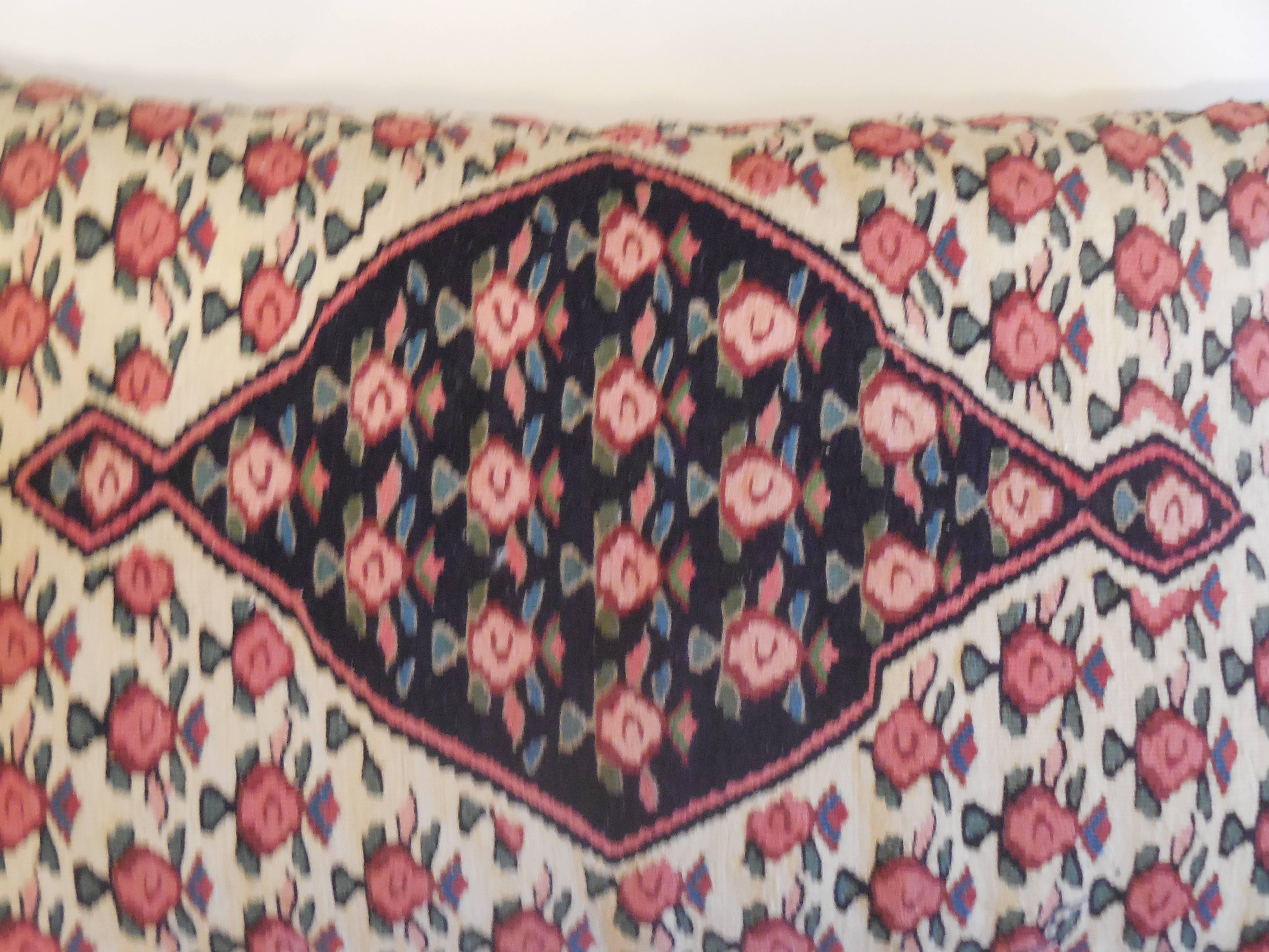 Large Flat-Weave Persian Rug Fragment Pillow 5