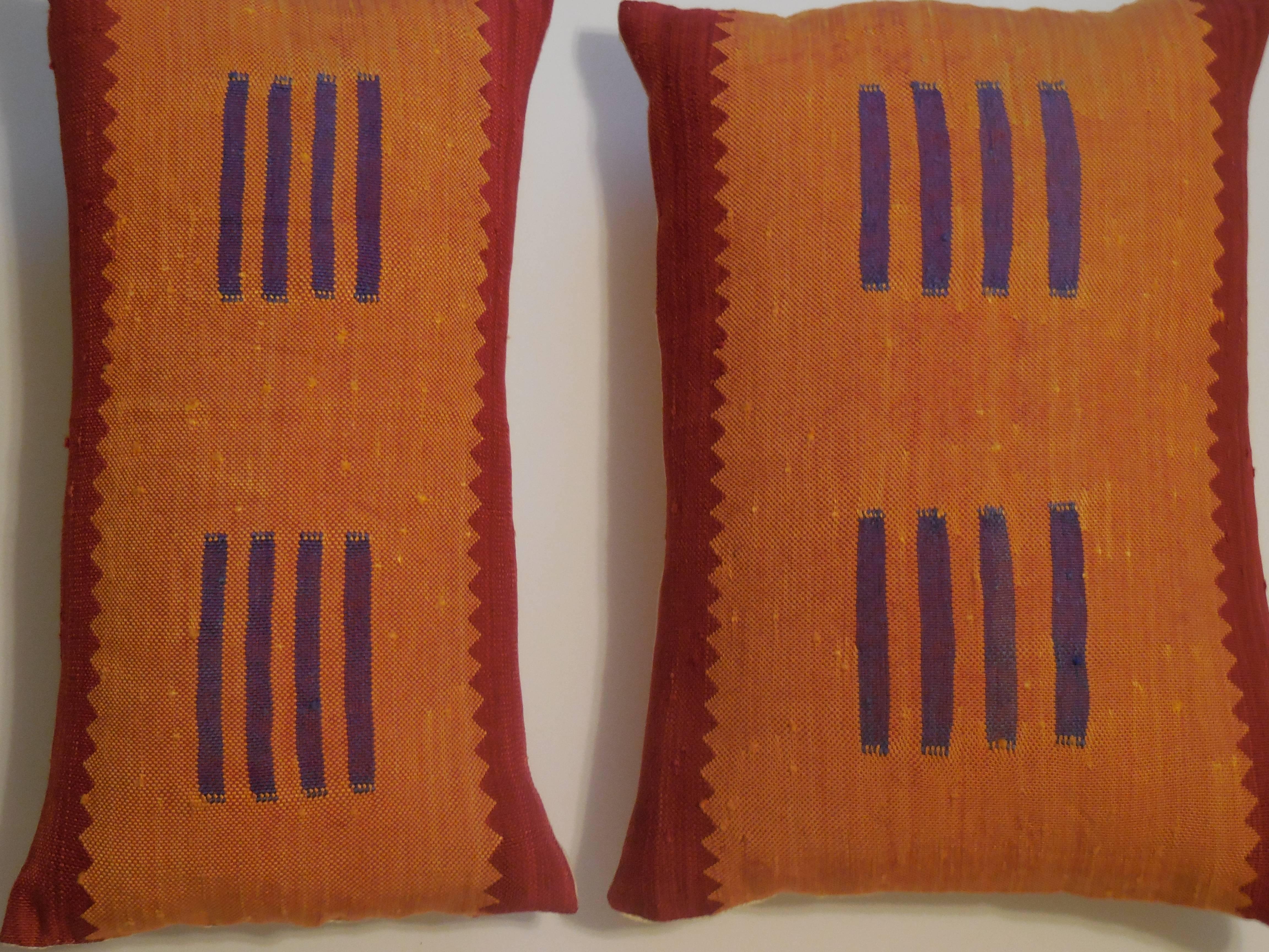 Pair of Silk Orange Pillows 2