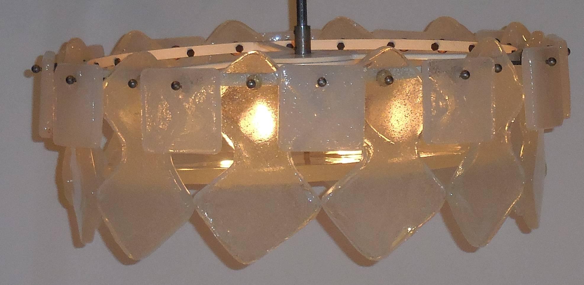 Austrian Funky Vintage Frosted Glass Chandelier