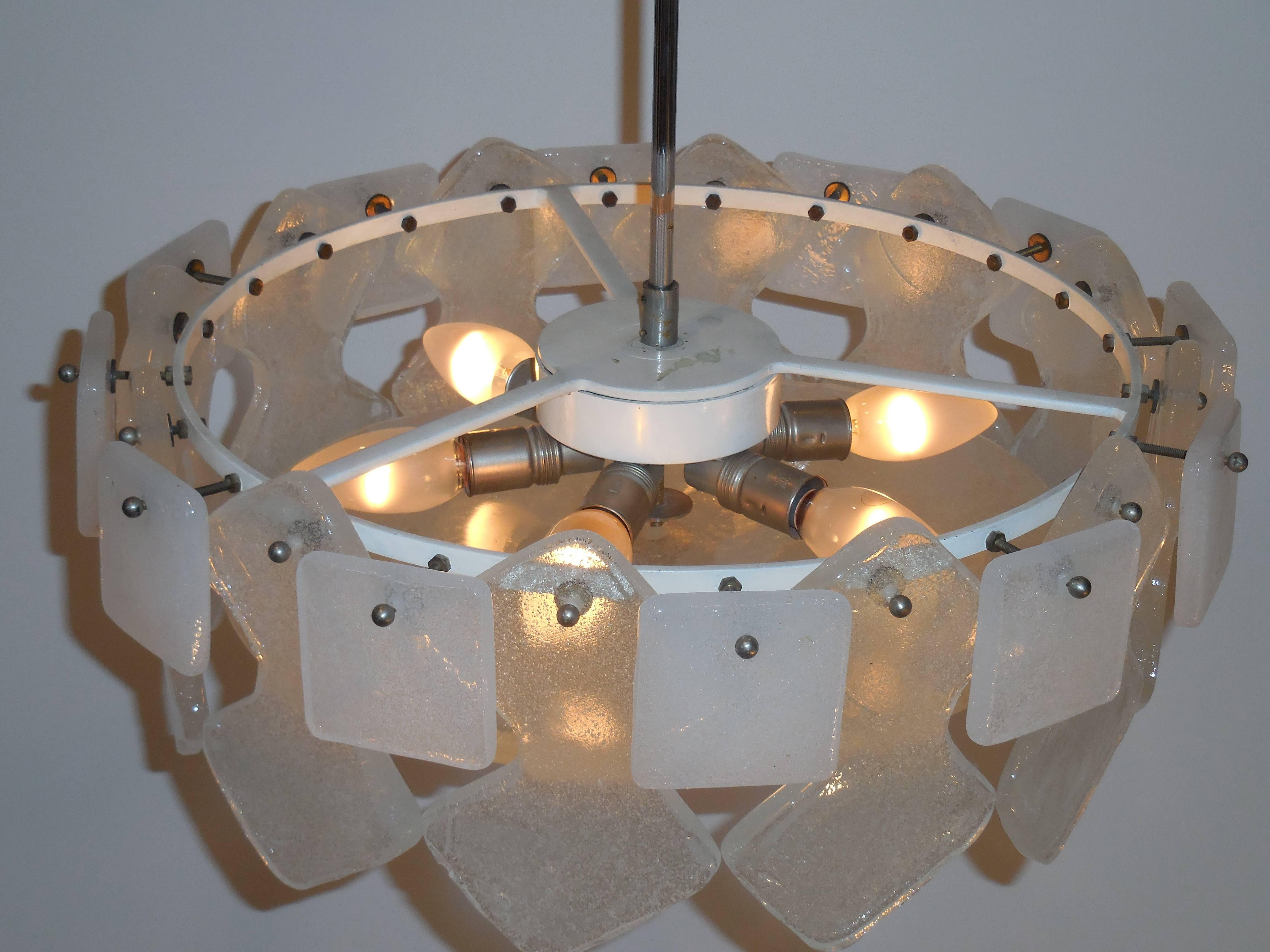 Funky Vintage Frosted Glass Chandelier 5