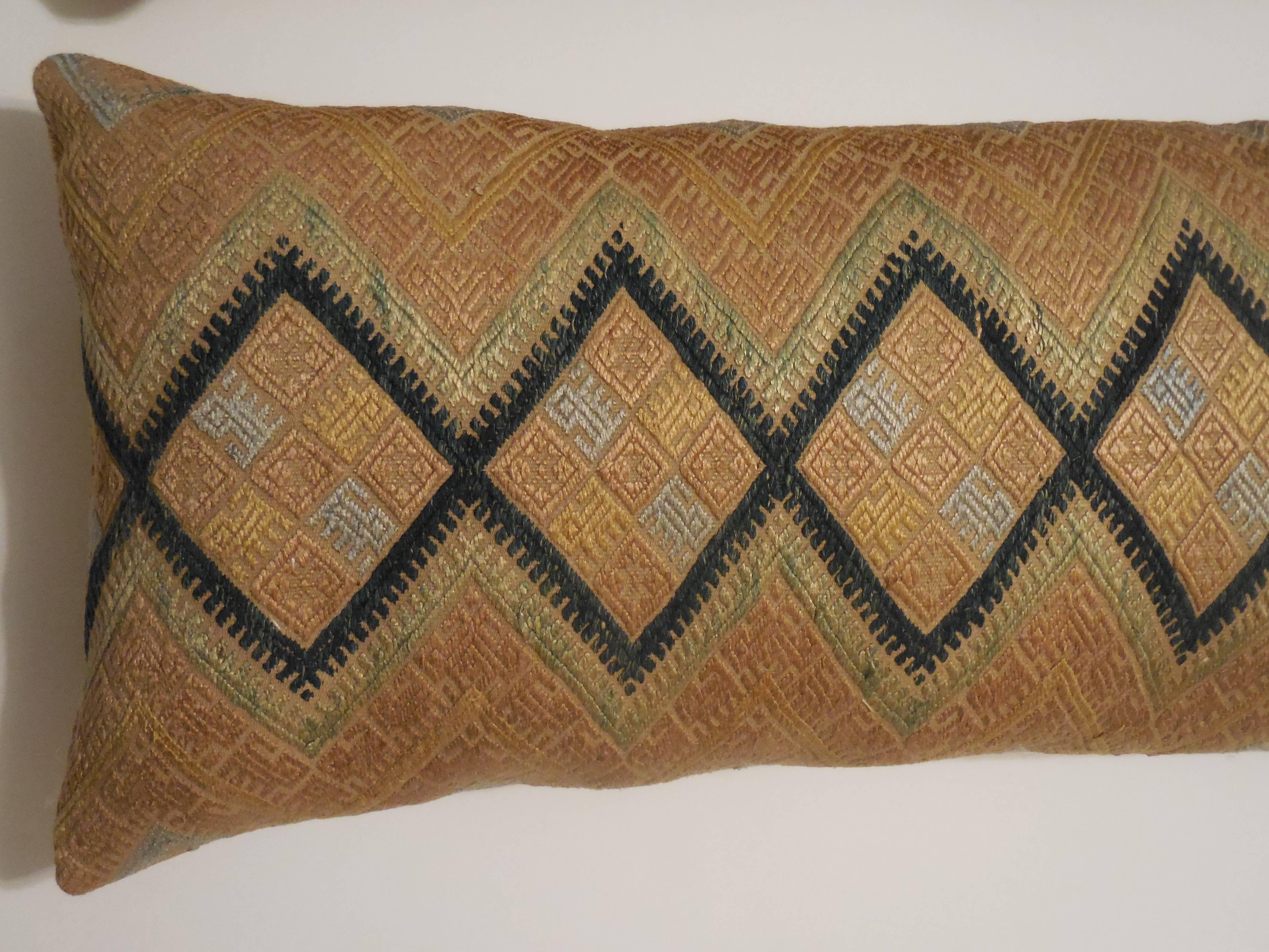 Cotton Pair of Antique Suzani Fragment Pillows 